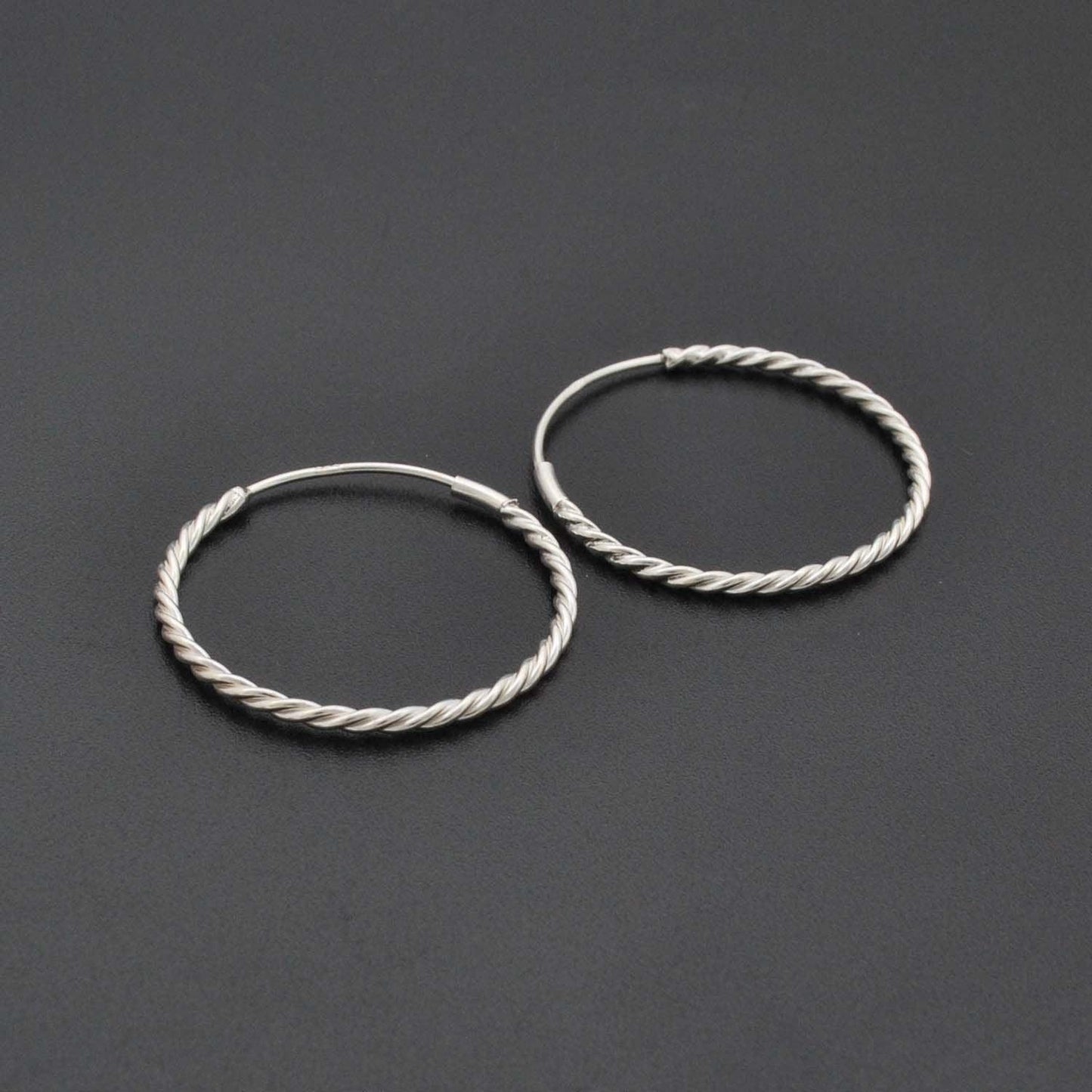 Sterling Silver Twisted Hoop Earrings Kanish