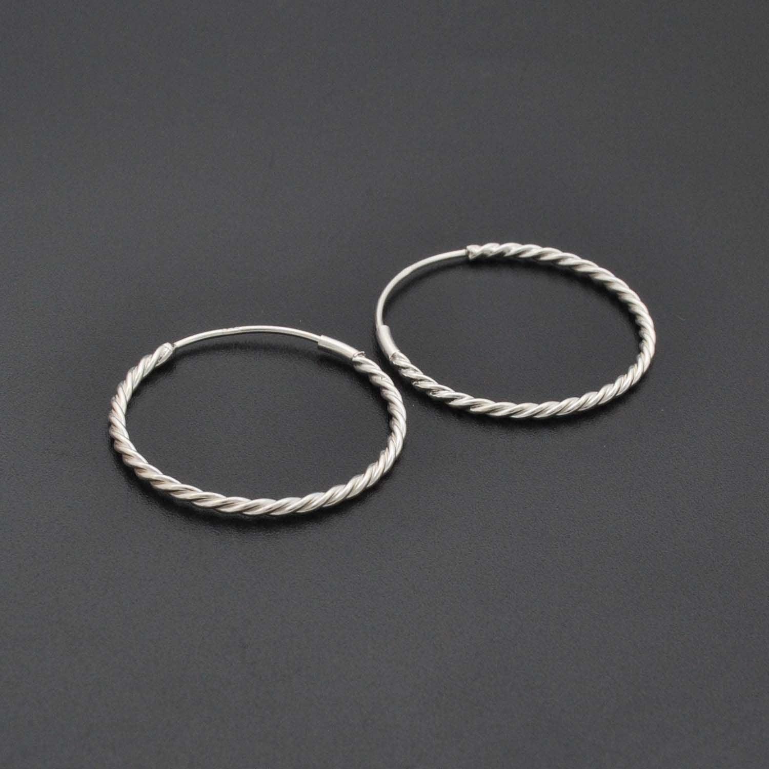 Sterling Silver Twisted Hoop Earrings Kanish