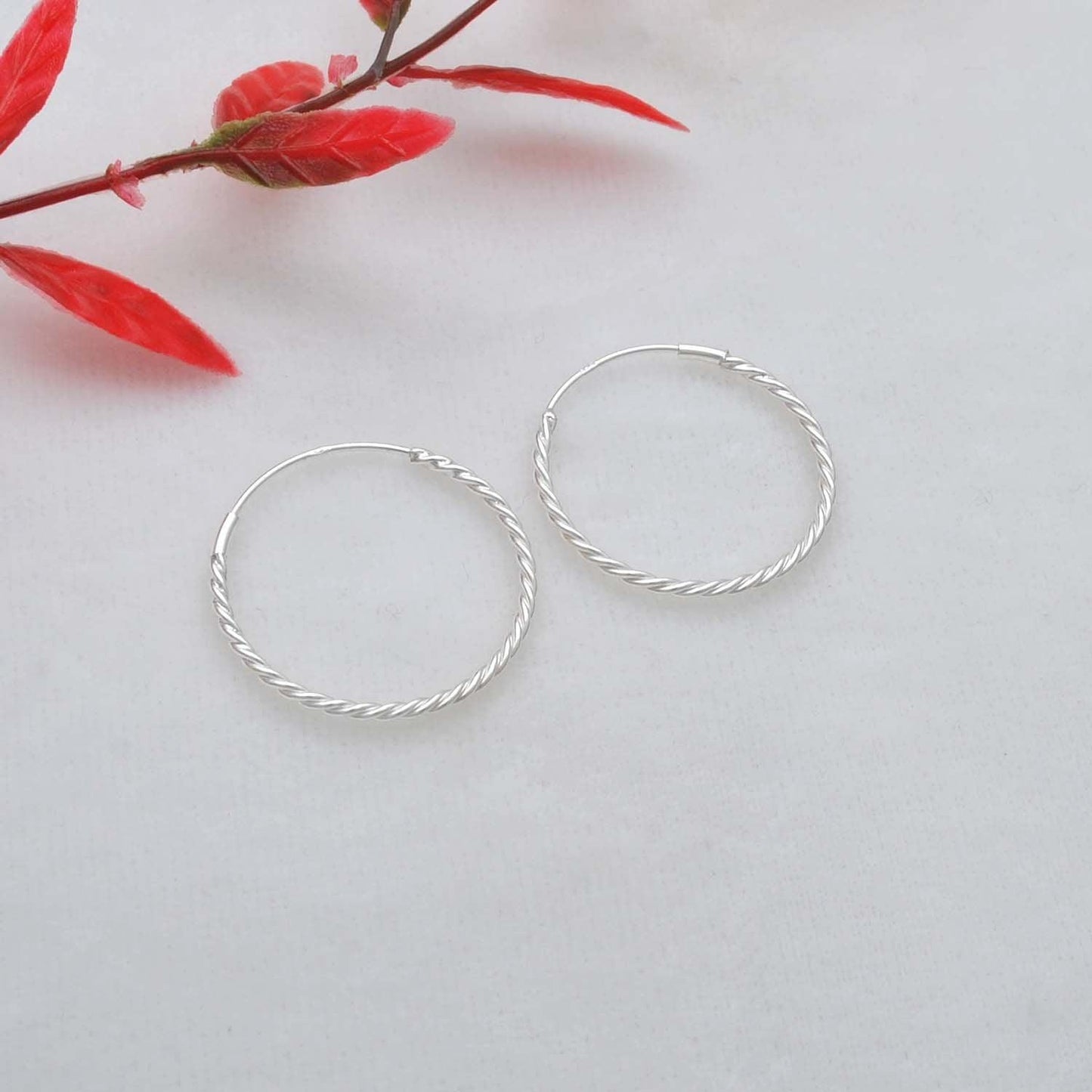 Sterling Silver Twisted Hoop Earrings - Kanish