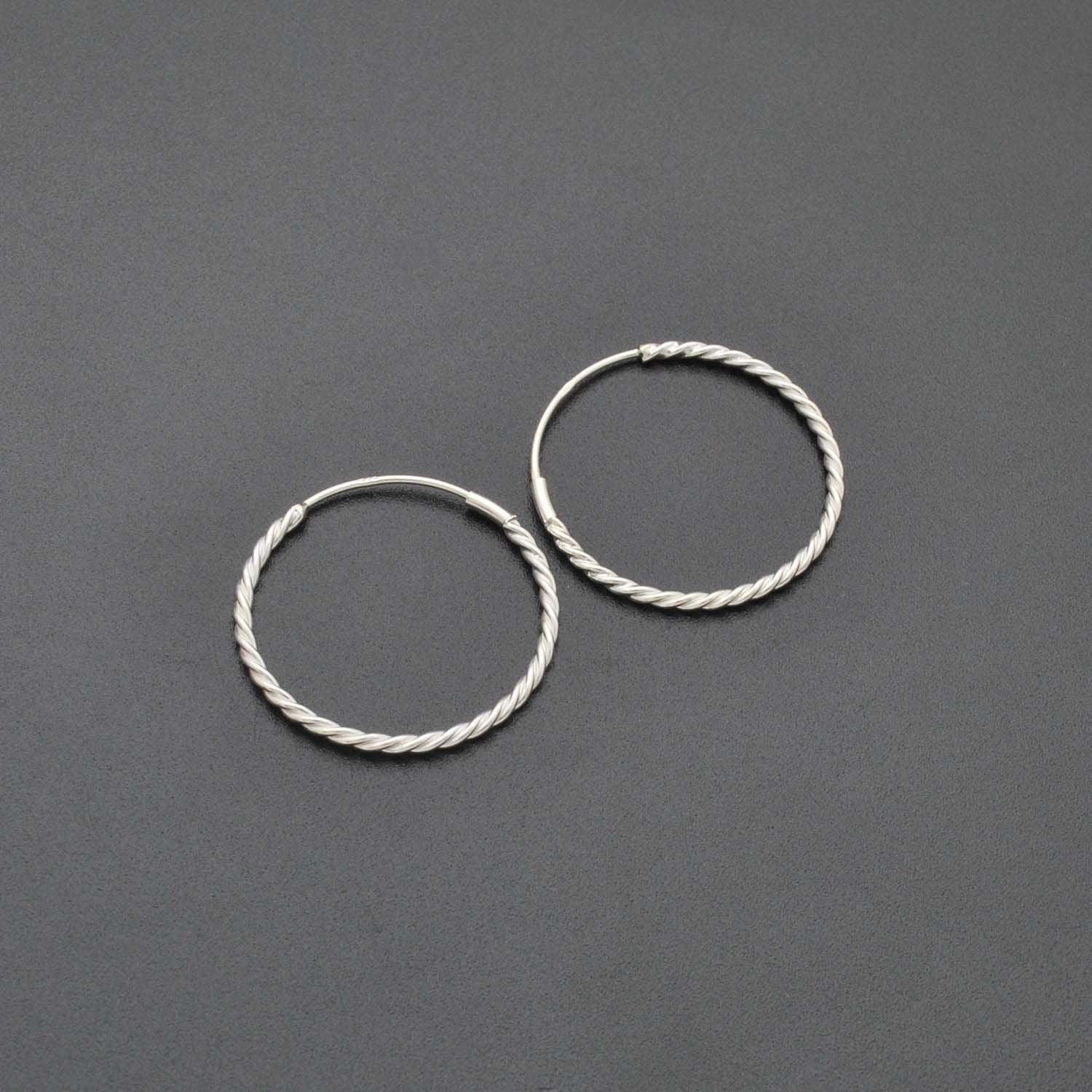 Sterling Silver Twisted Hoop Earrings Kanish