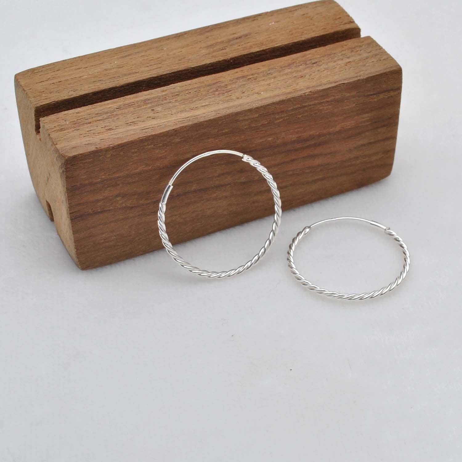Sterling Silver Twisted Hoop Earrings Kanish
