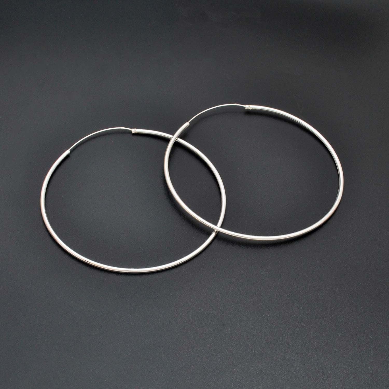 925 Sterling Silver Hoops Earrings Sizes Available Kanish