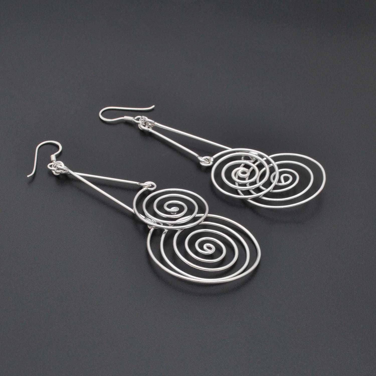 Silver Spiral Geometric Women’s Earrings Kanish