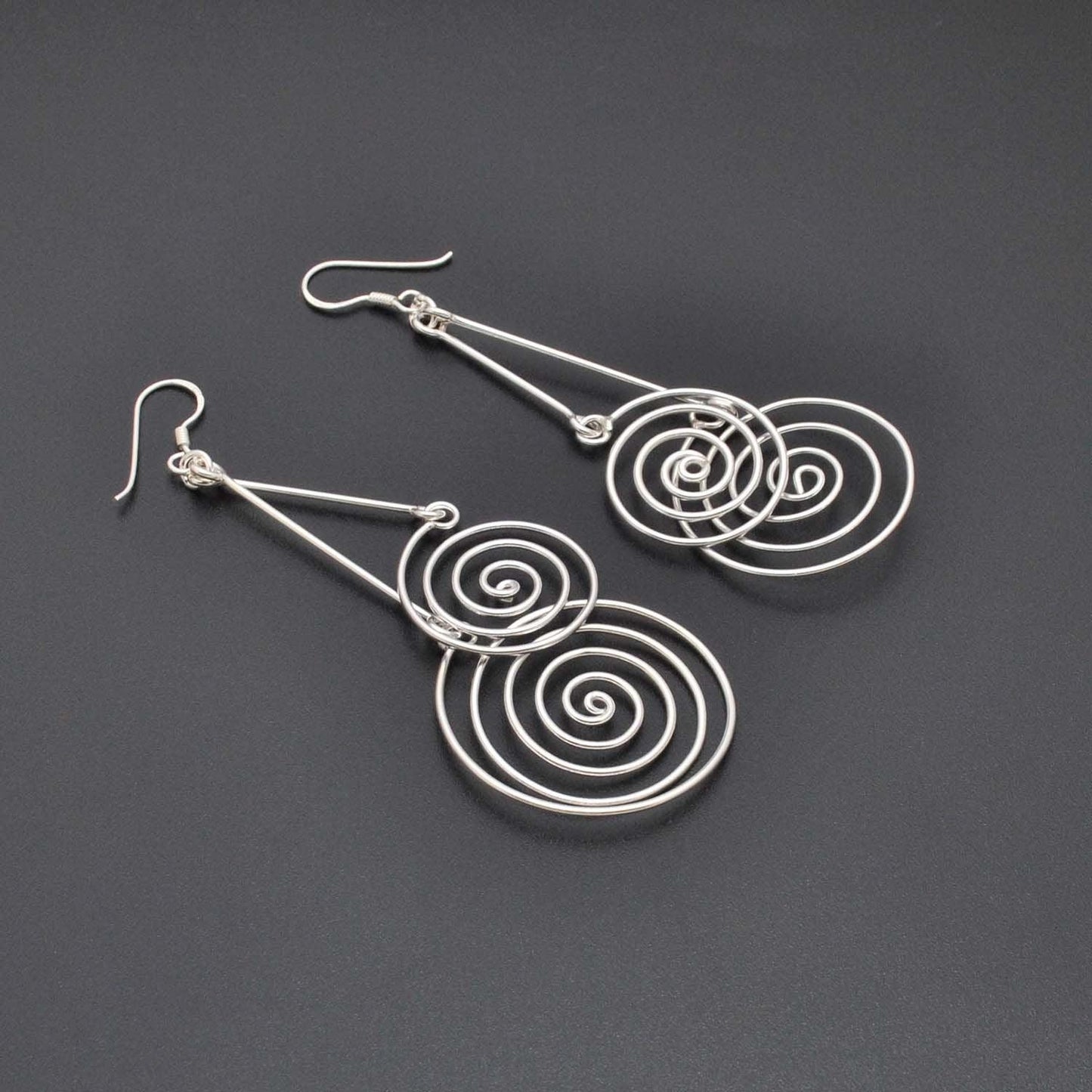 Silver Spiral Geometric Women’s Earrings - Kanish