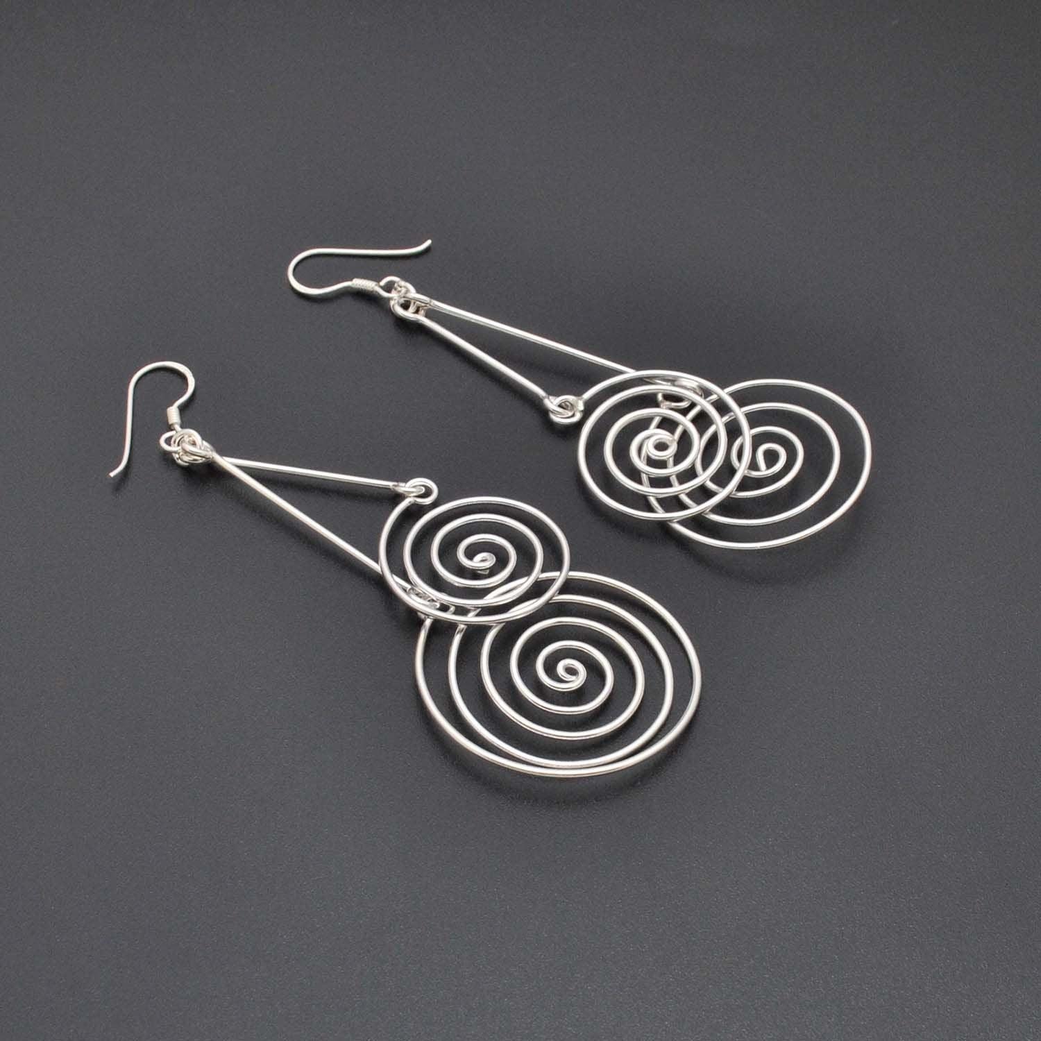 Silver Spiral Geometric Women’s Earrings - Kanish