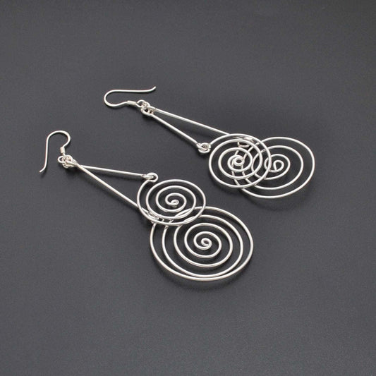 Silver Spiral Geometric Women’s Earrings - Kanish