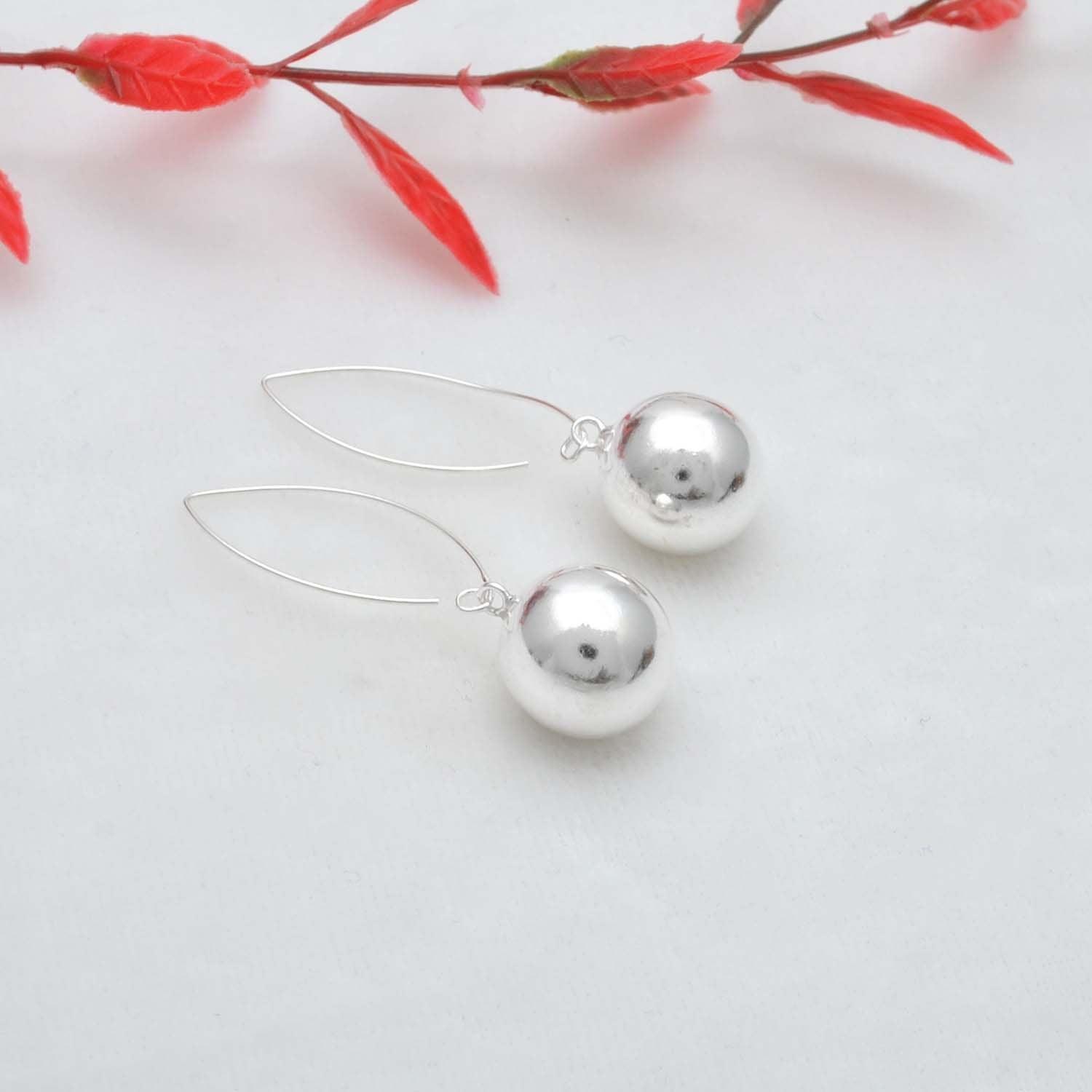Minimalist Sterling Silver Ball Earrings Kanish