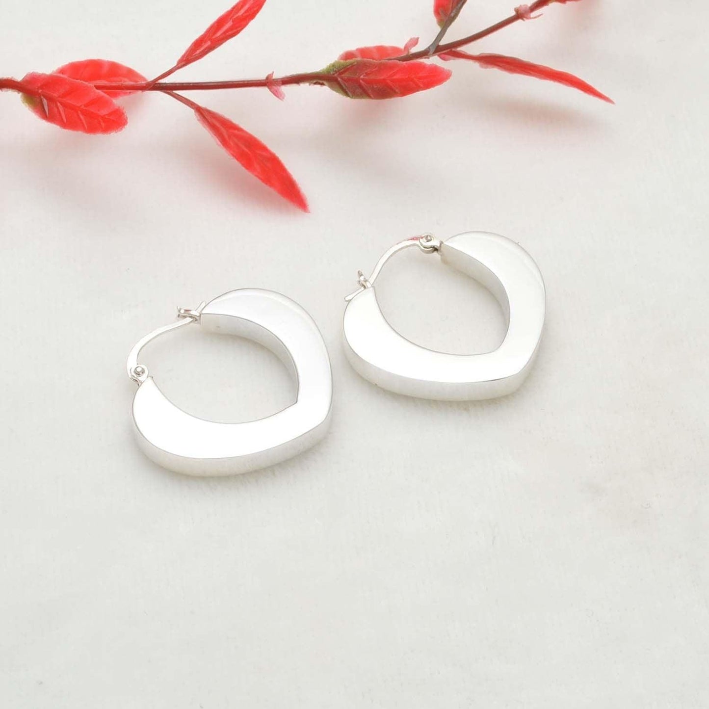 Love Heart Huggie Hoop Silver Earring Kanish