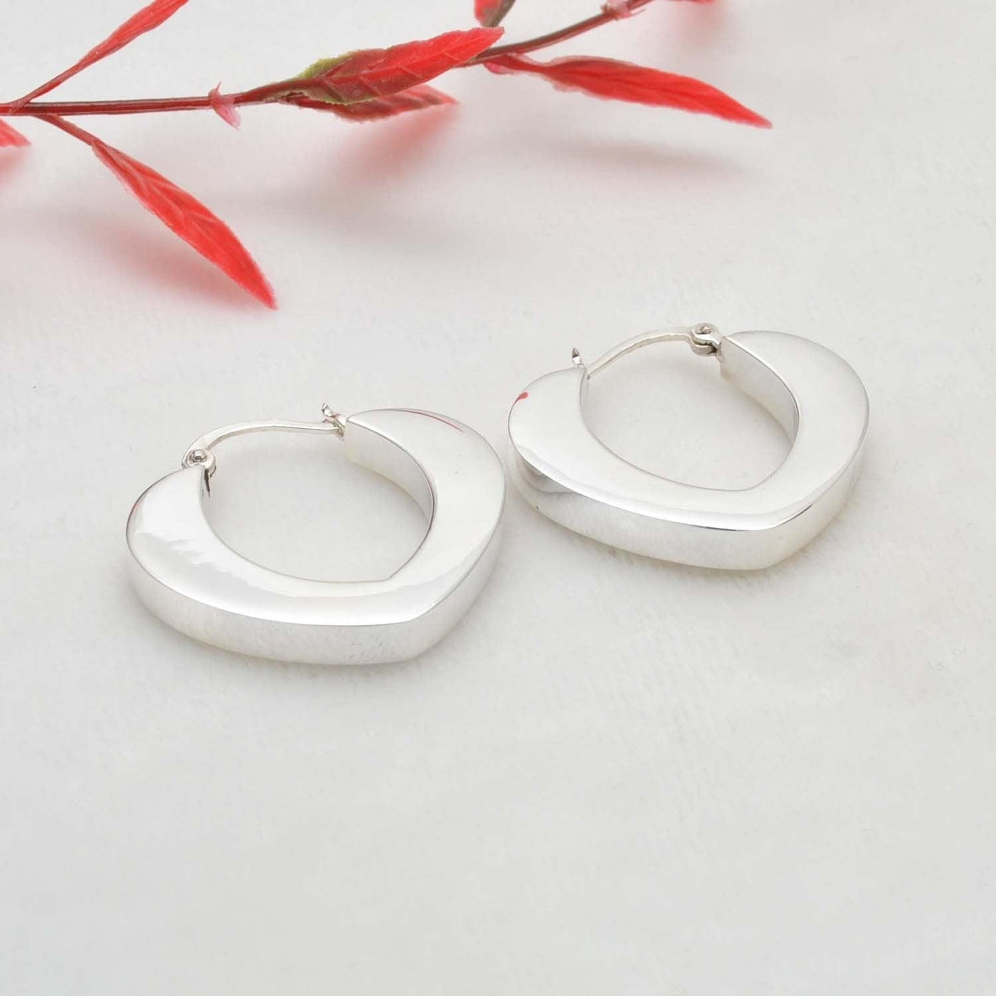 Love Heart Huggie Hoop Silver Earring Kanish