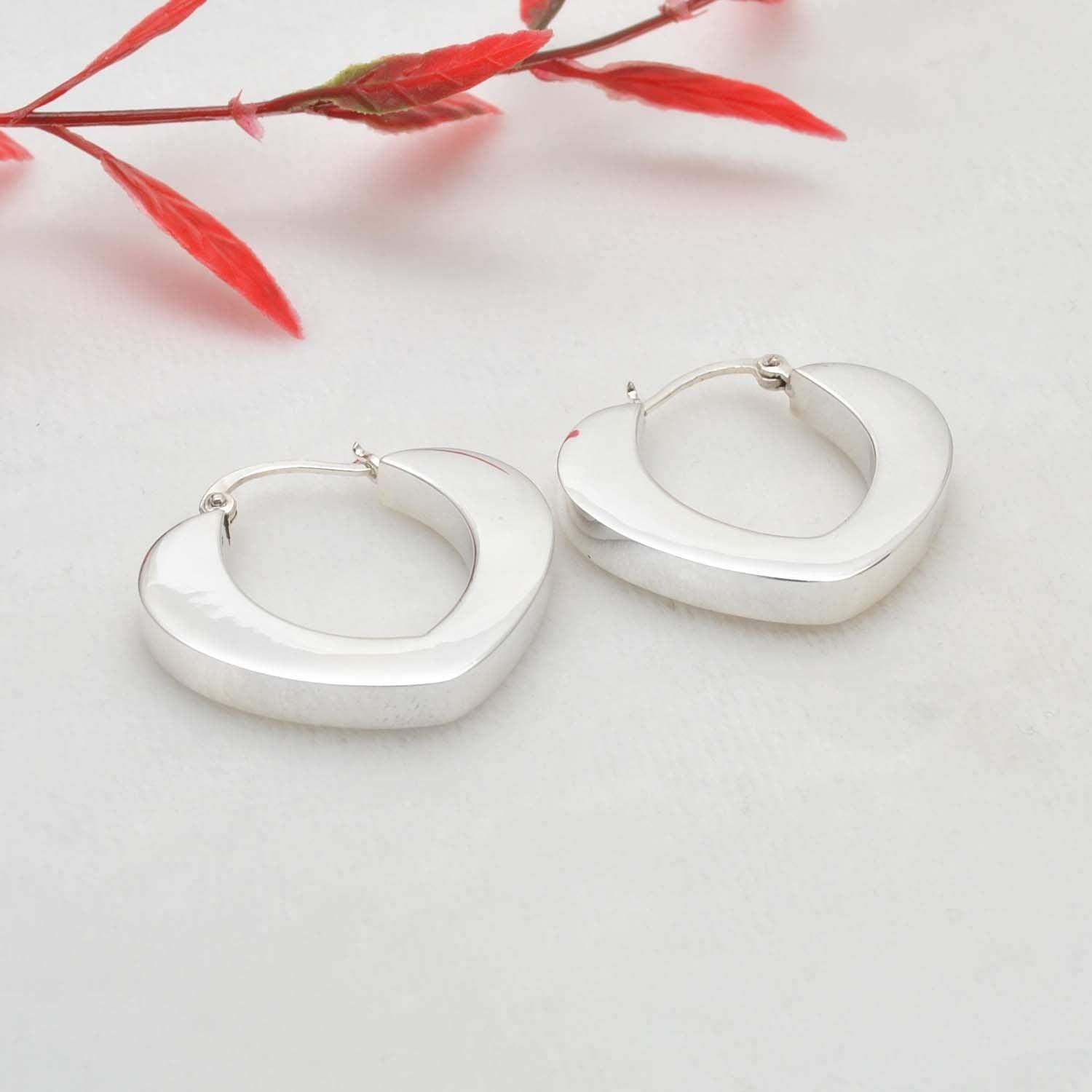 Love Heart Huggie Hoop Silver Earring Kanish