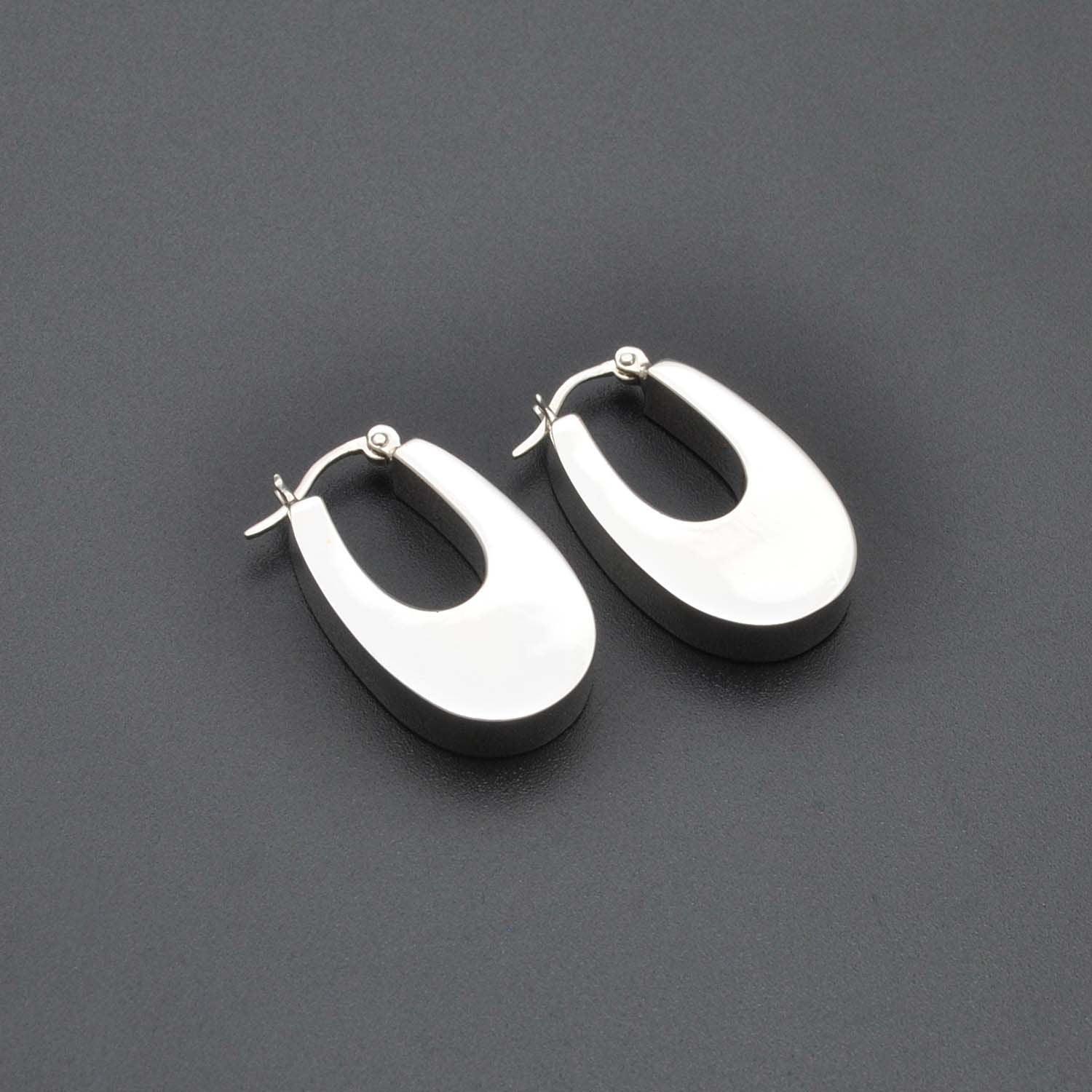 Sterling Silver Chunky Hoops Huggie Earrings Kanish