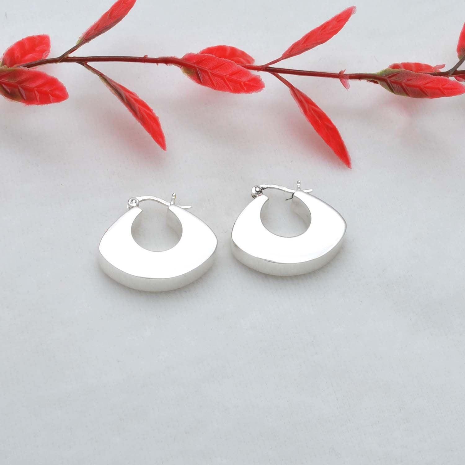 Chunky Huggie Hoops Silver Earrings Kanish