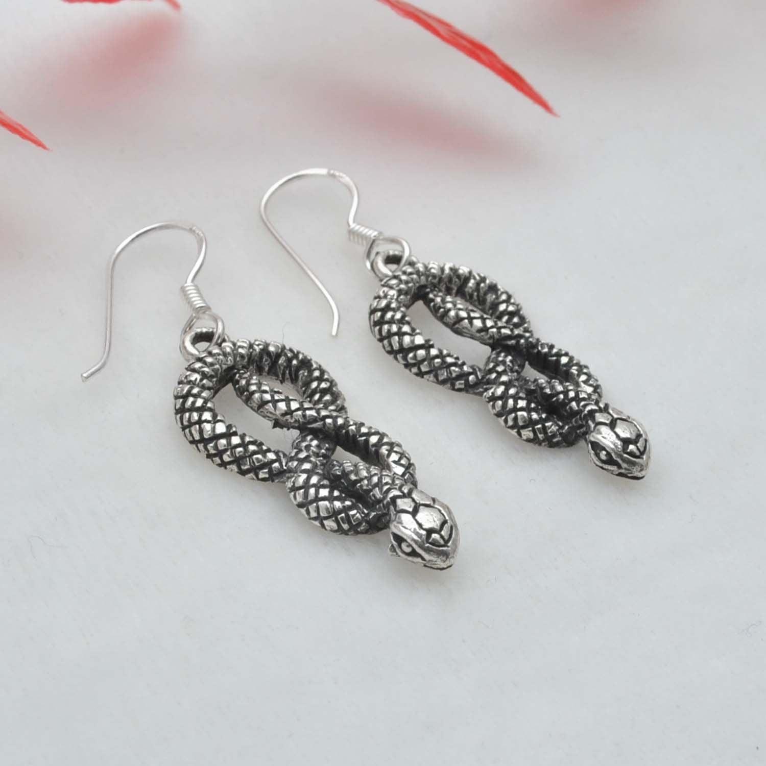 Silver Snake Reptile Earrings Kanish