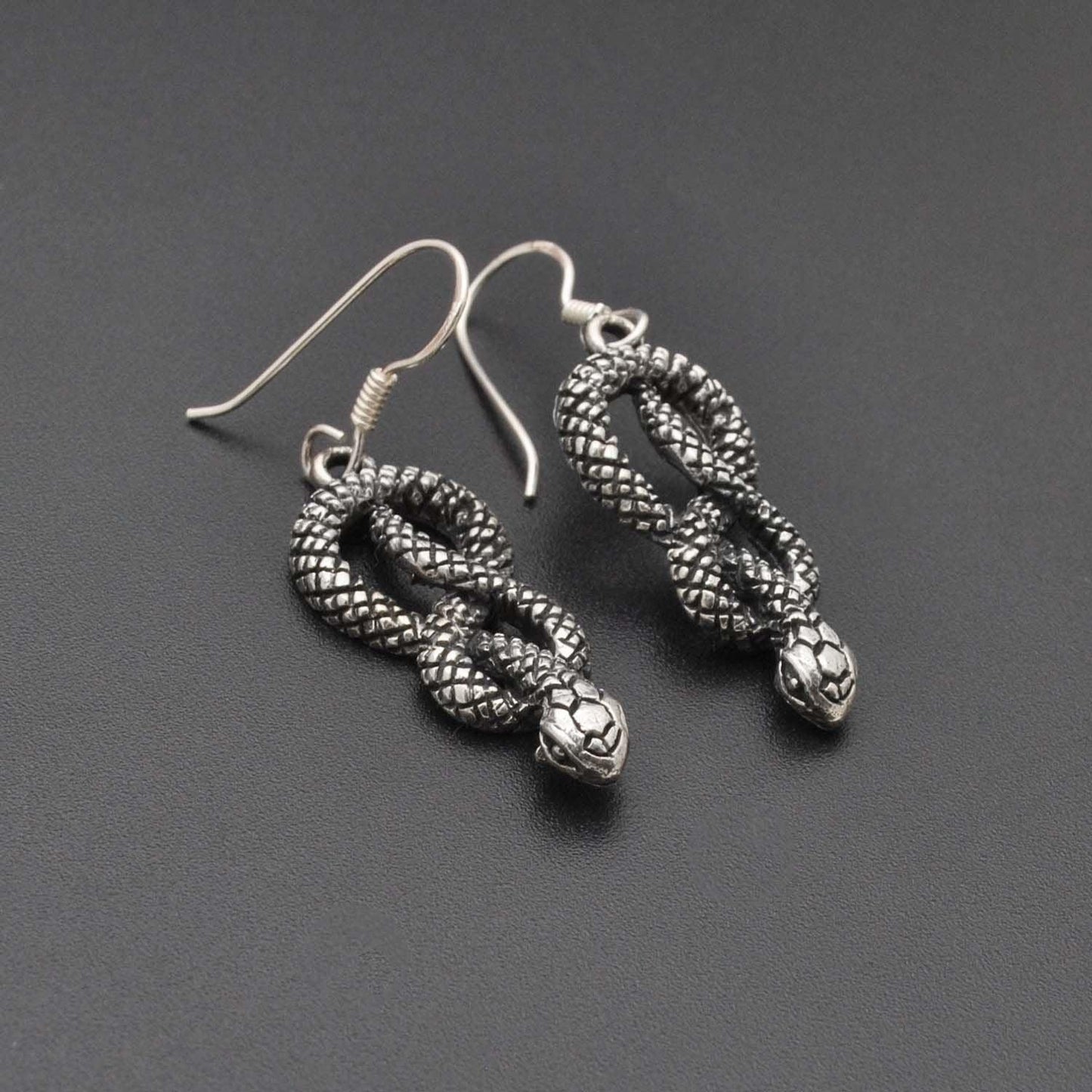 Silver Snake Reptile Earrings - Kanish