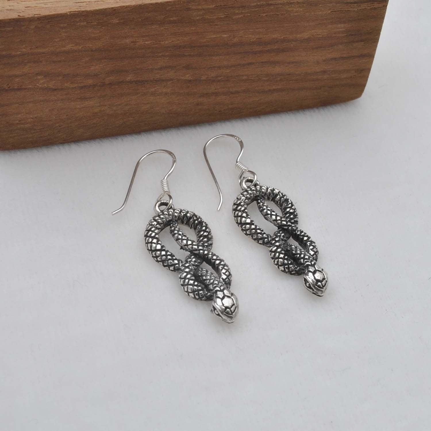 Silver Snake Reptile Earrings Kanish