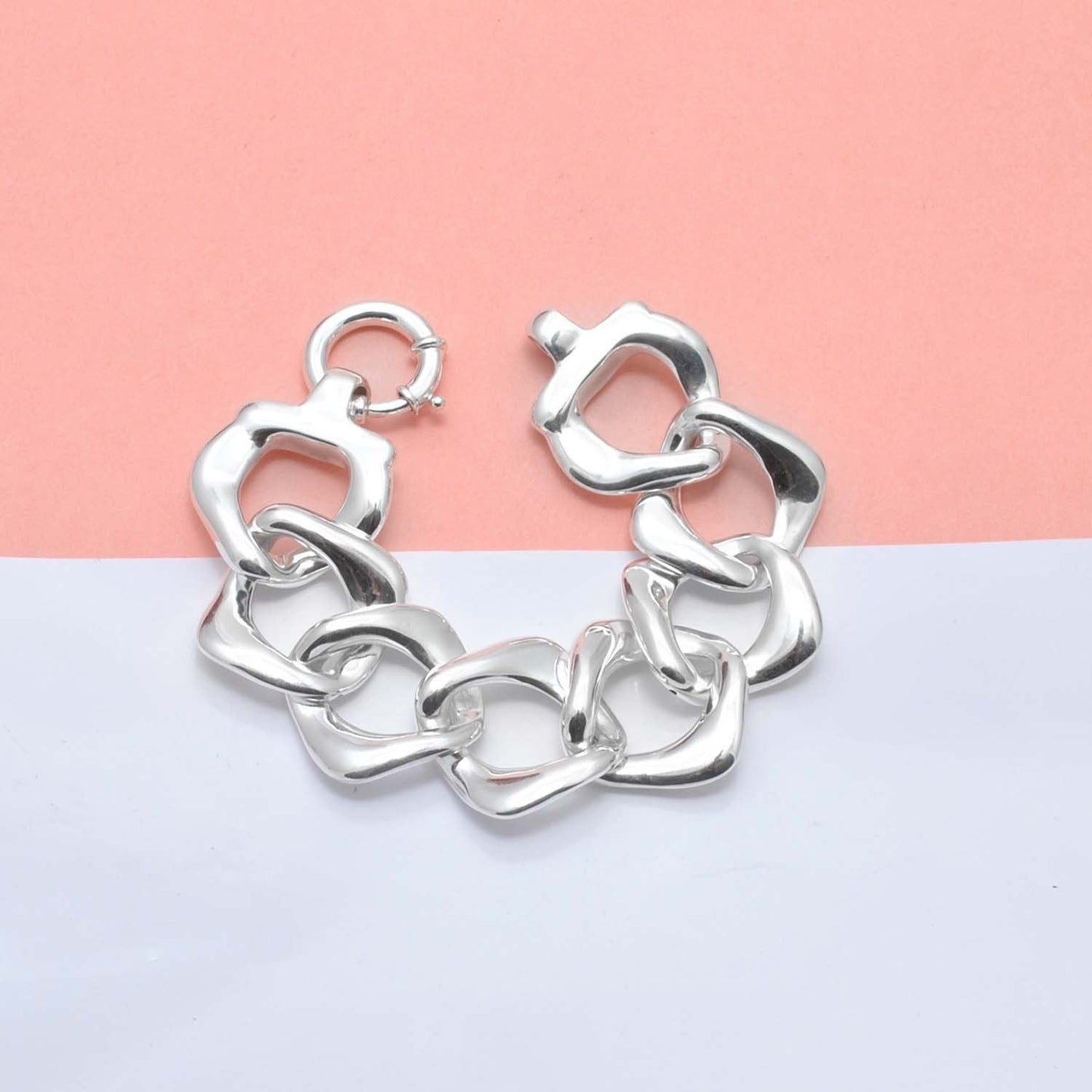 Sterling Silver Heavy chunky bold bracelet 8" Kanish
