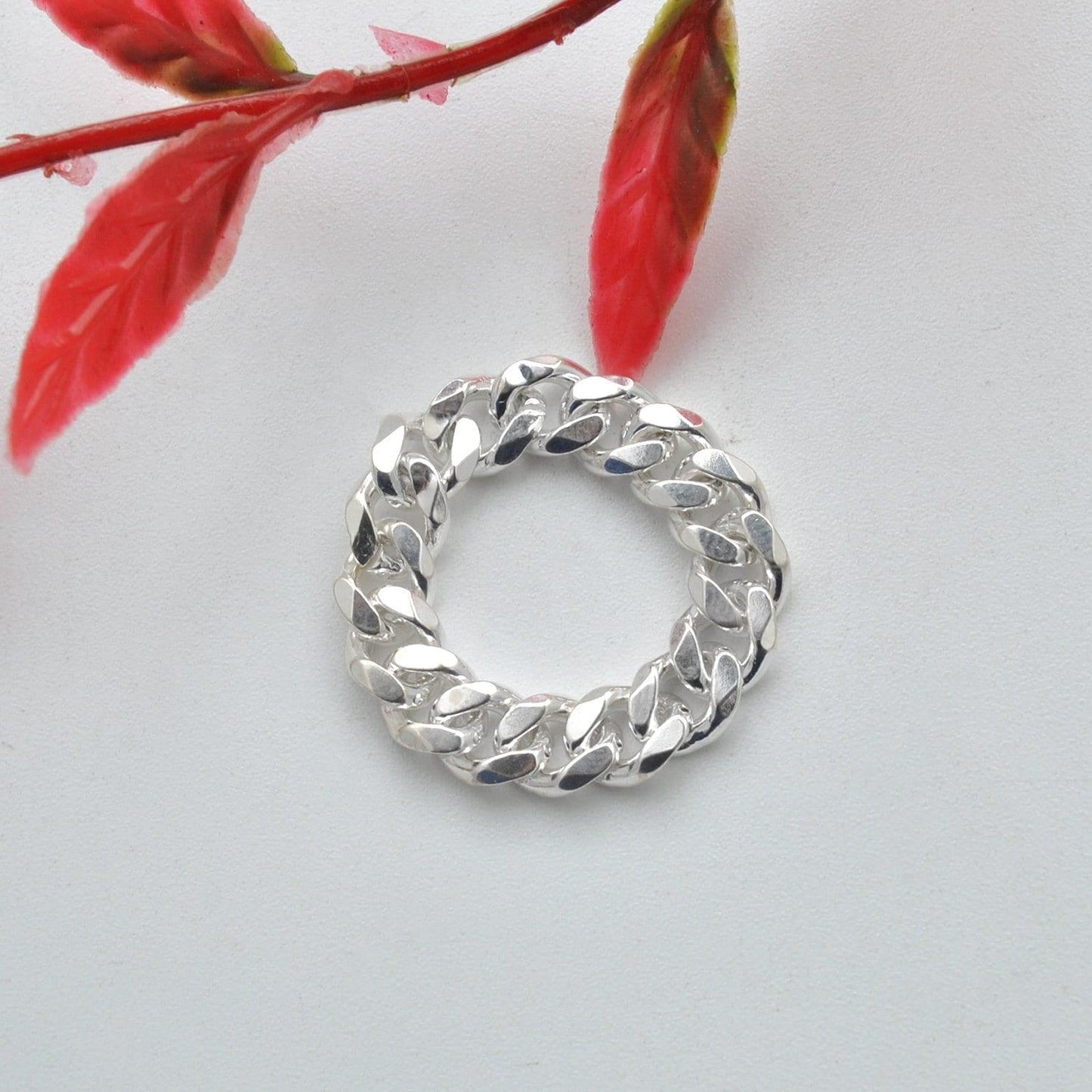 Sterling Silver Cuban Link Chain Ring Size 7 Kanish