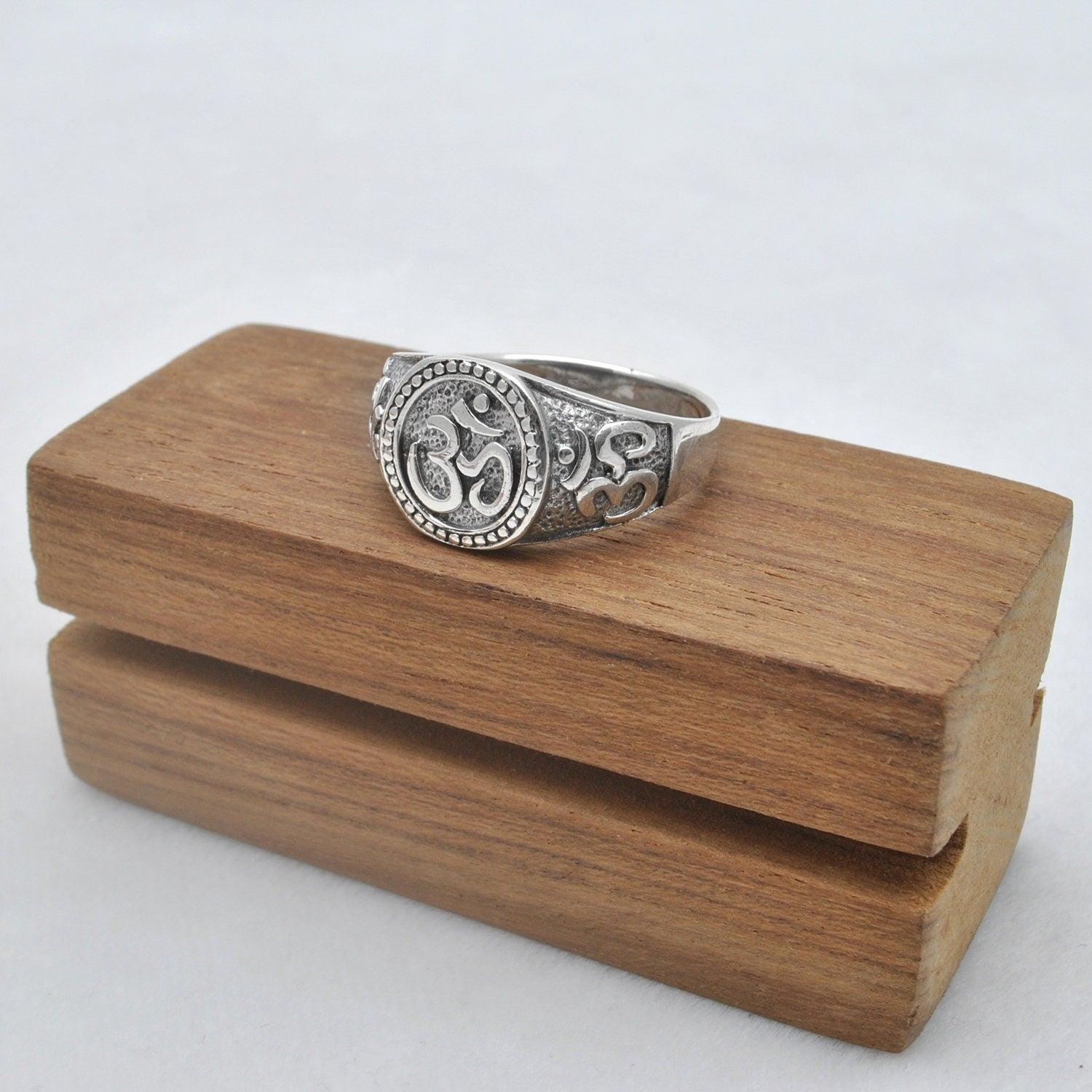 925 Sterling Silver OM Ring Size 13 Spiritual Jewelry Kanish