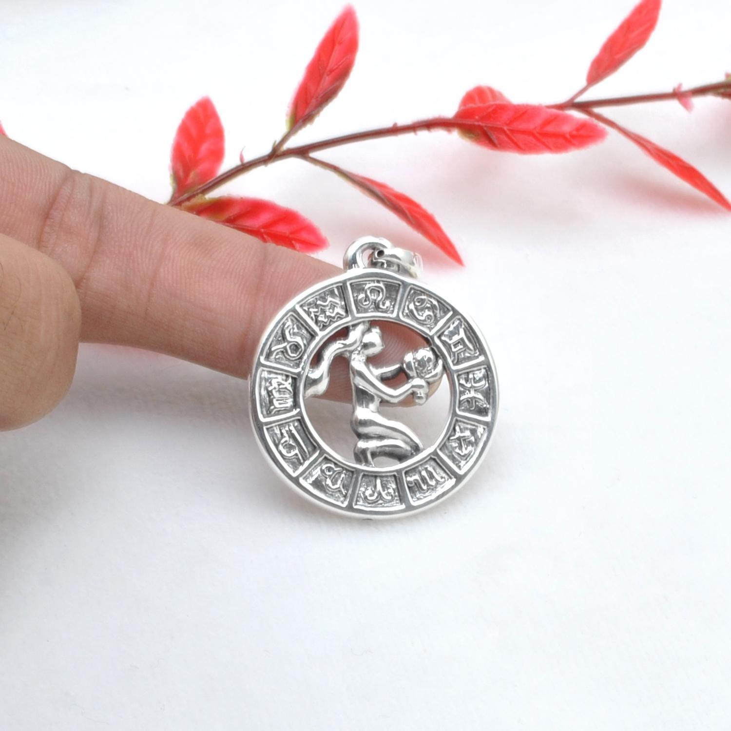 925 Sterling Silver Virgo Zodiac Sign Pendant Kanish