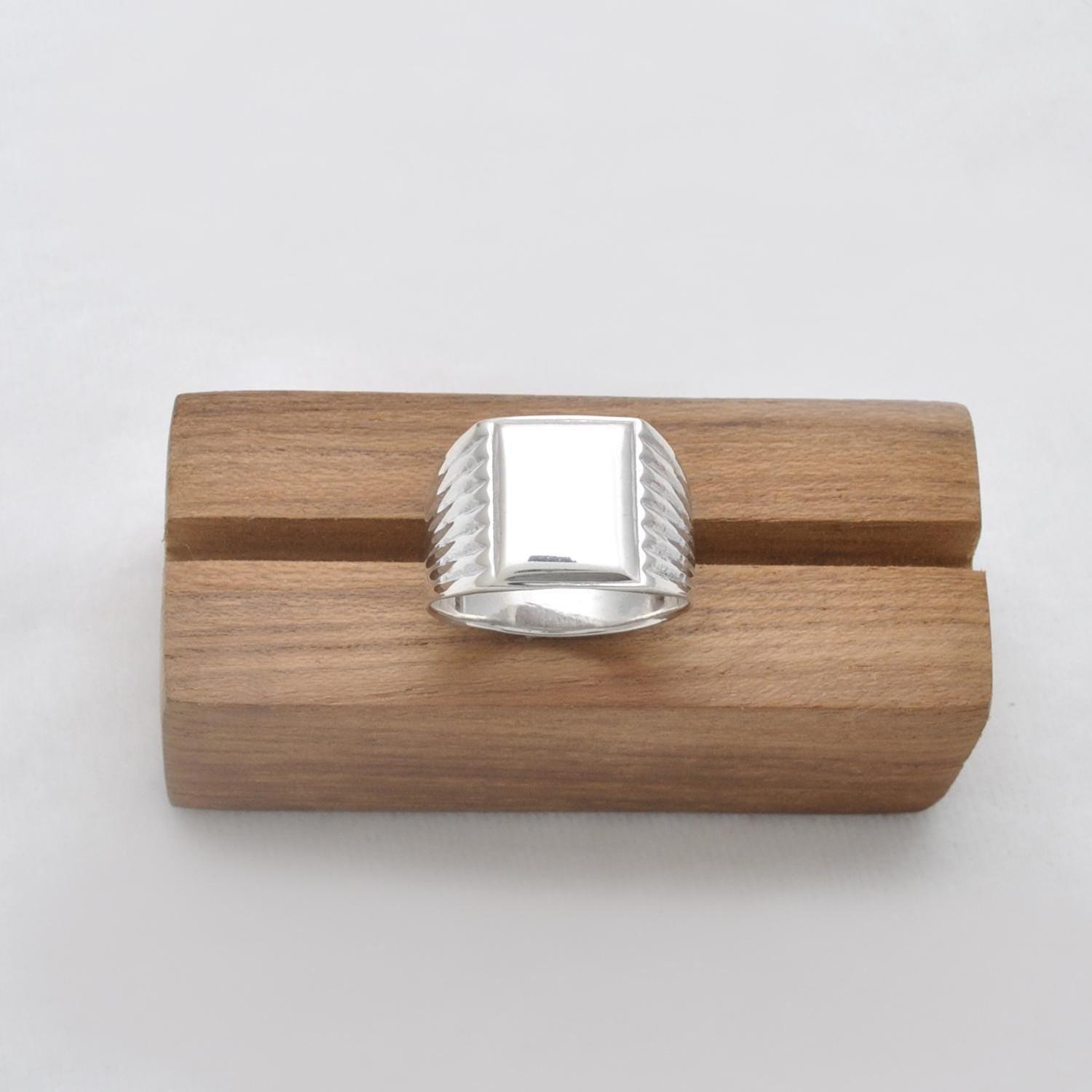 Square Signet Silver Mens Ring Size 11 Kanish
