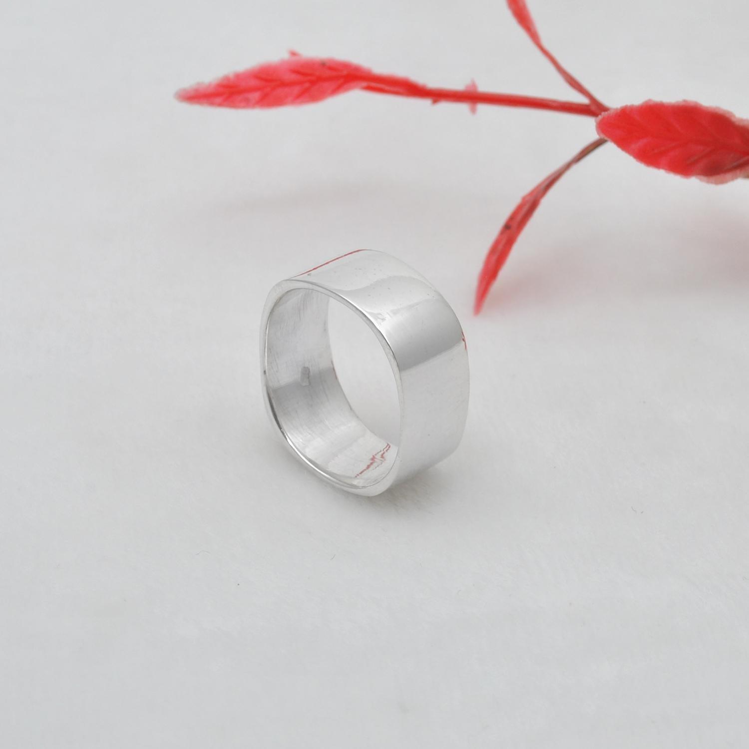 Square Solid Sterling Silver Band Ring Size 7 - Kanish