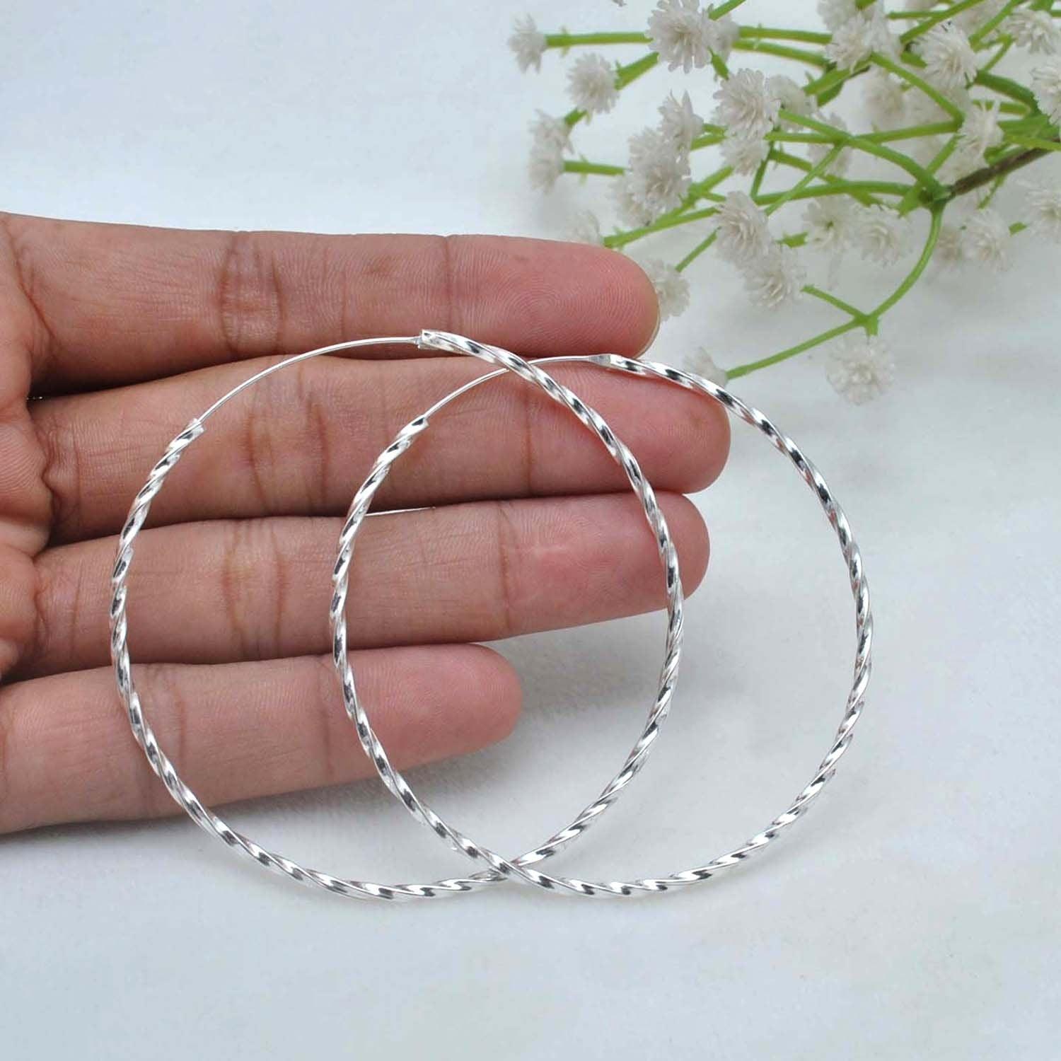 Sterling Silver Twisted Hoop Earrings Size Available - Kanish