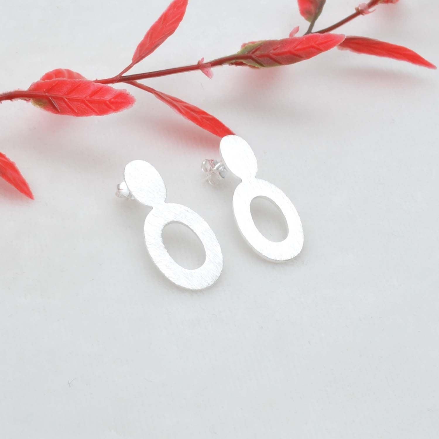Sterling Silver Stud Earring Matt Finish Kanish