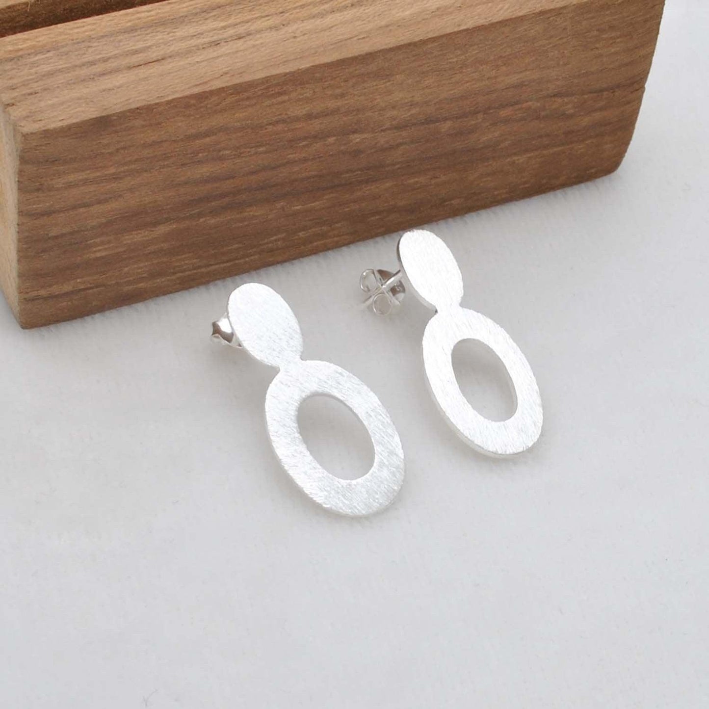 Sterling Silver Stud Earring Matt Finish - Kanish