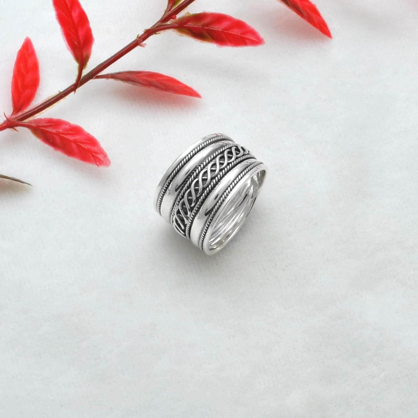 Thumb Silver Ring Size 10 Oxidized Anti-Stress Band Kanish