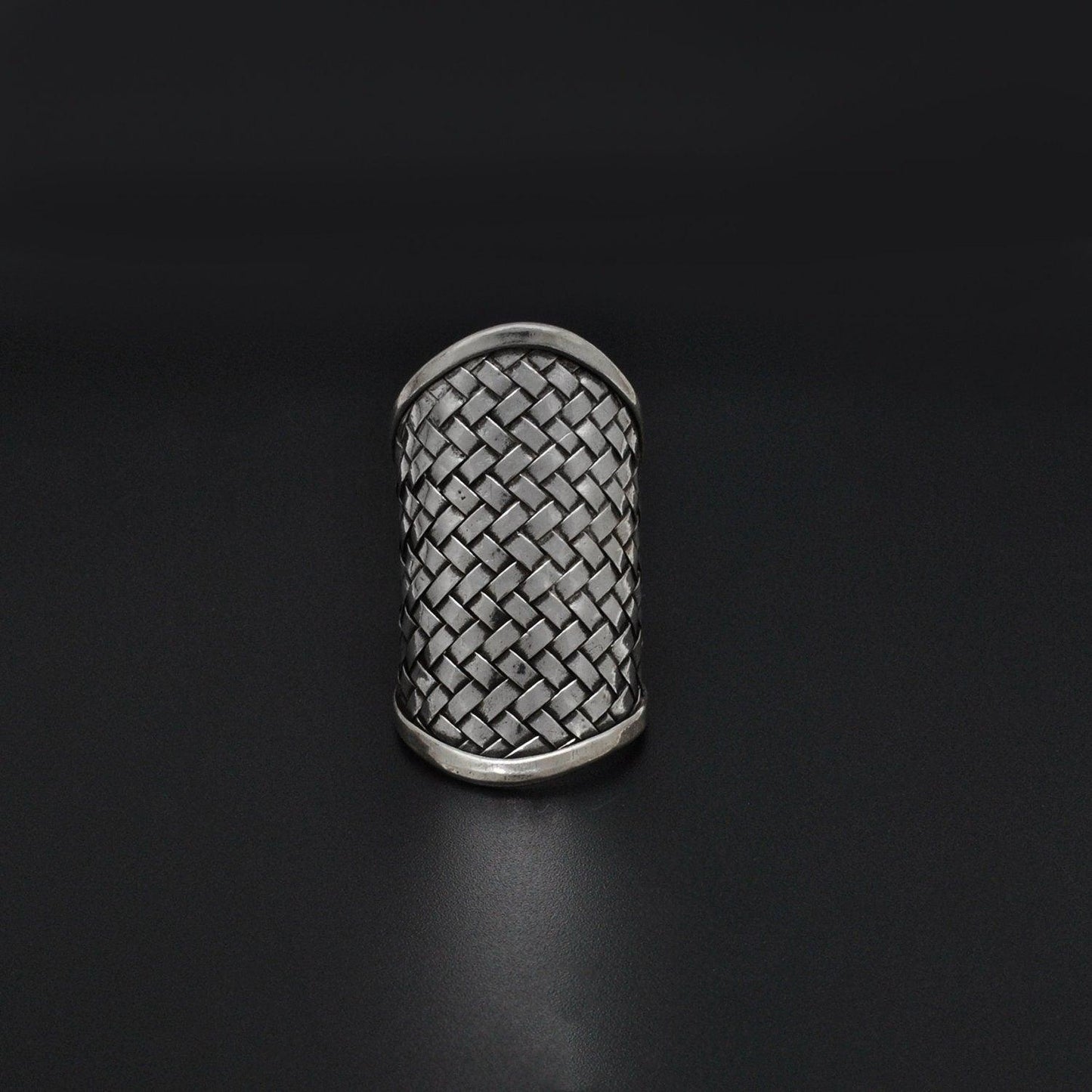 Silver Braided Long Finger Ring Size 10 - Kanish