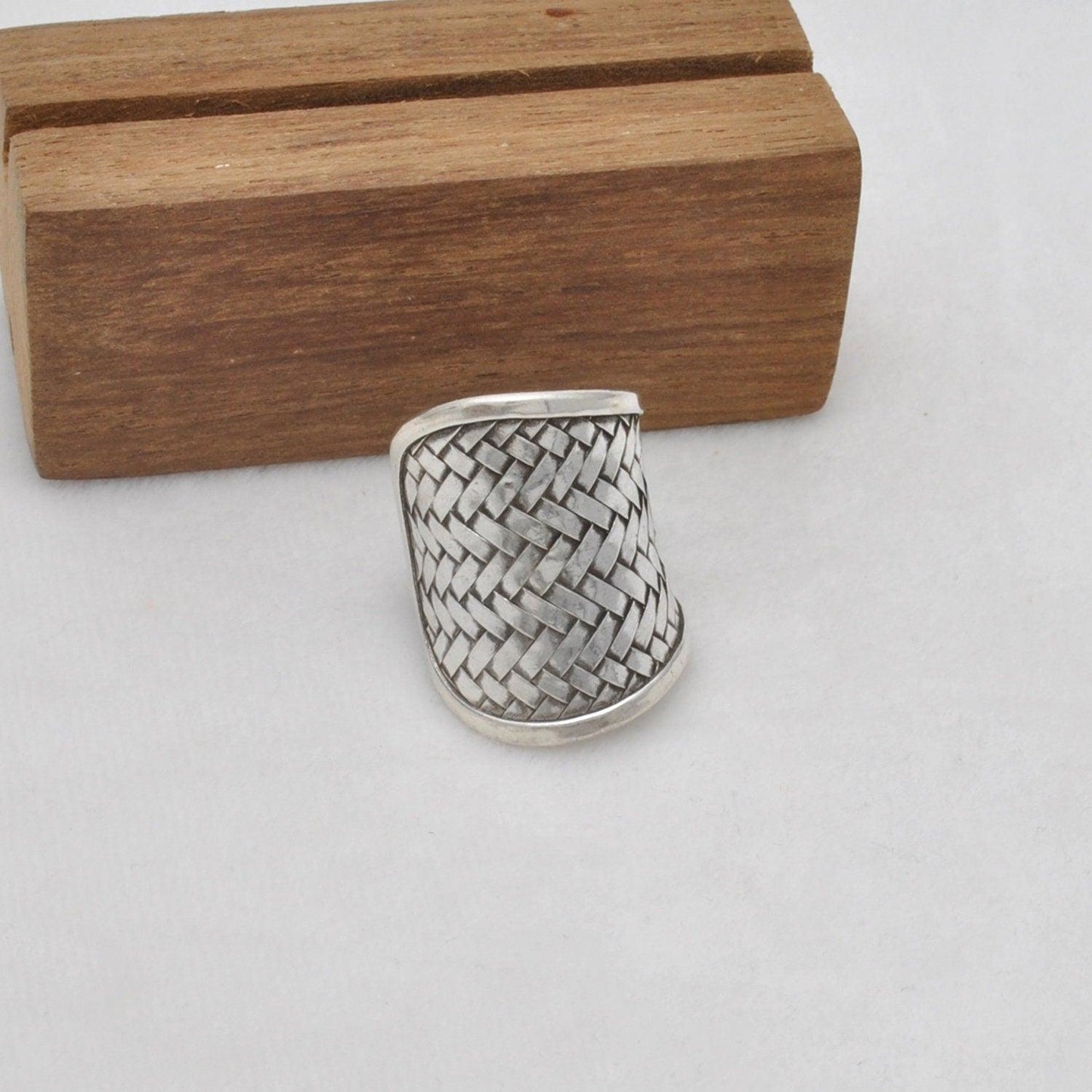 925 Silver Weave Chunky Wide Band Ring Size 9 Kanish