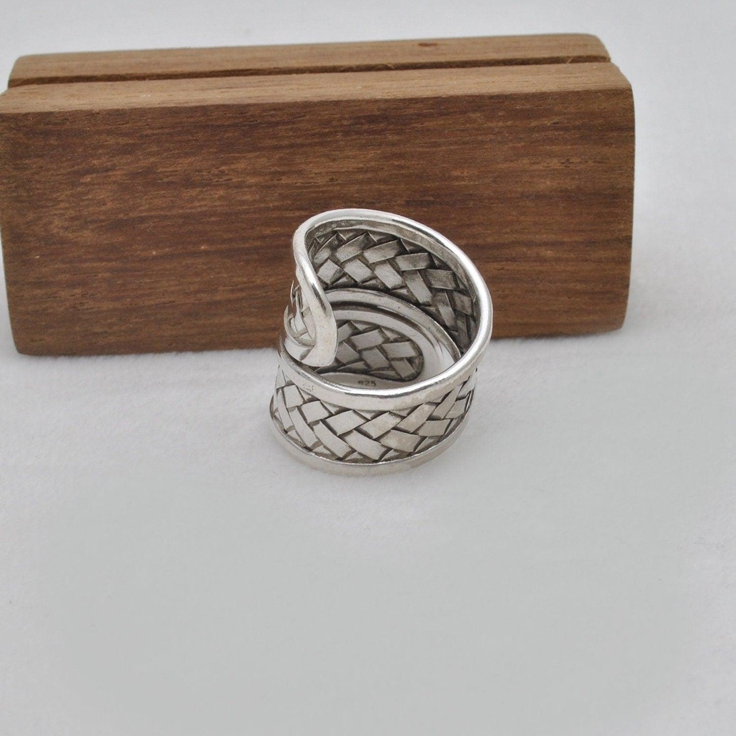 Tribal Braided 925 Silver Long Statement Ring Size 9 Kanish