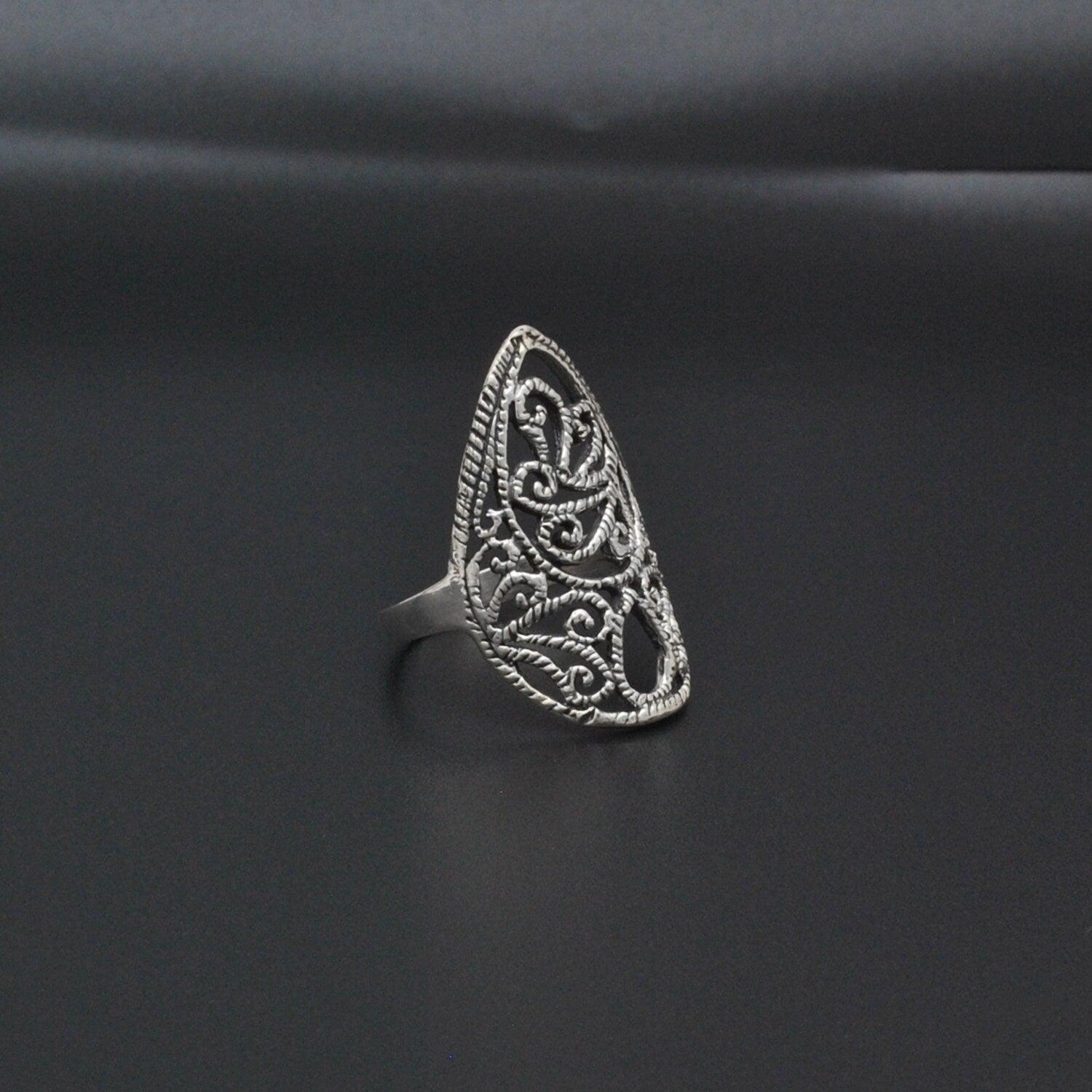 Sterling Silver Filigree Women Dainty Ring Size 8 Kanish