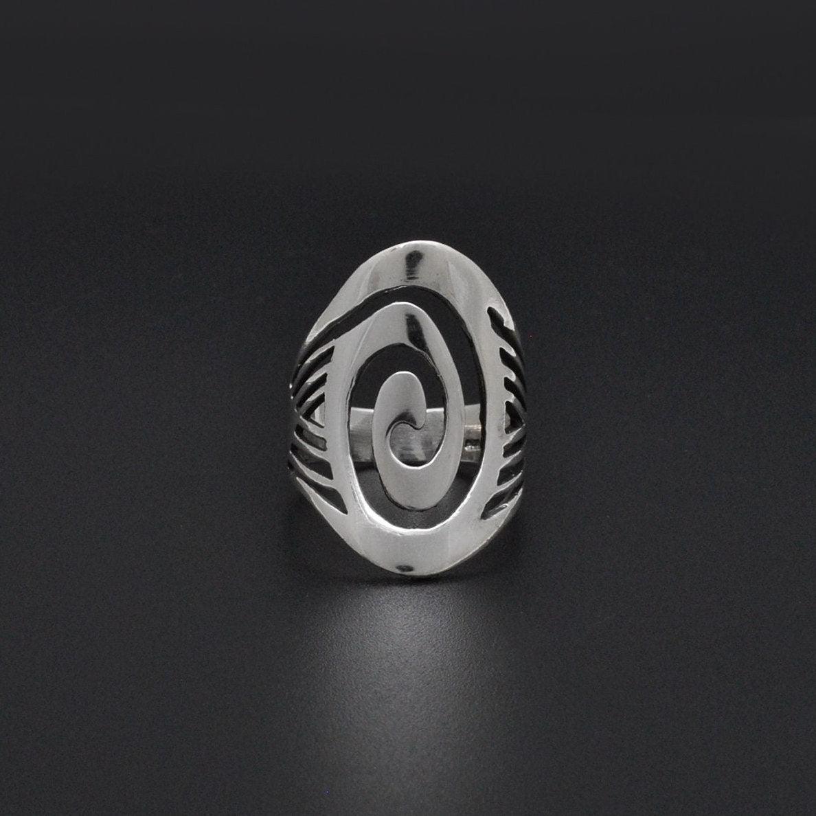 Men Women Silver Spiral Ring Size 10 - Kanish