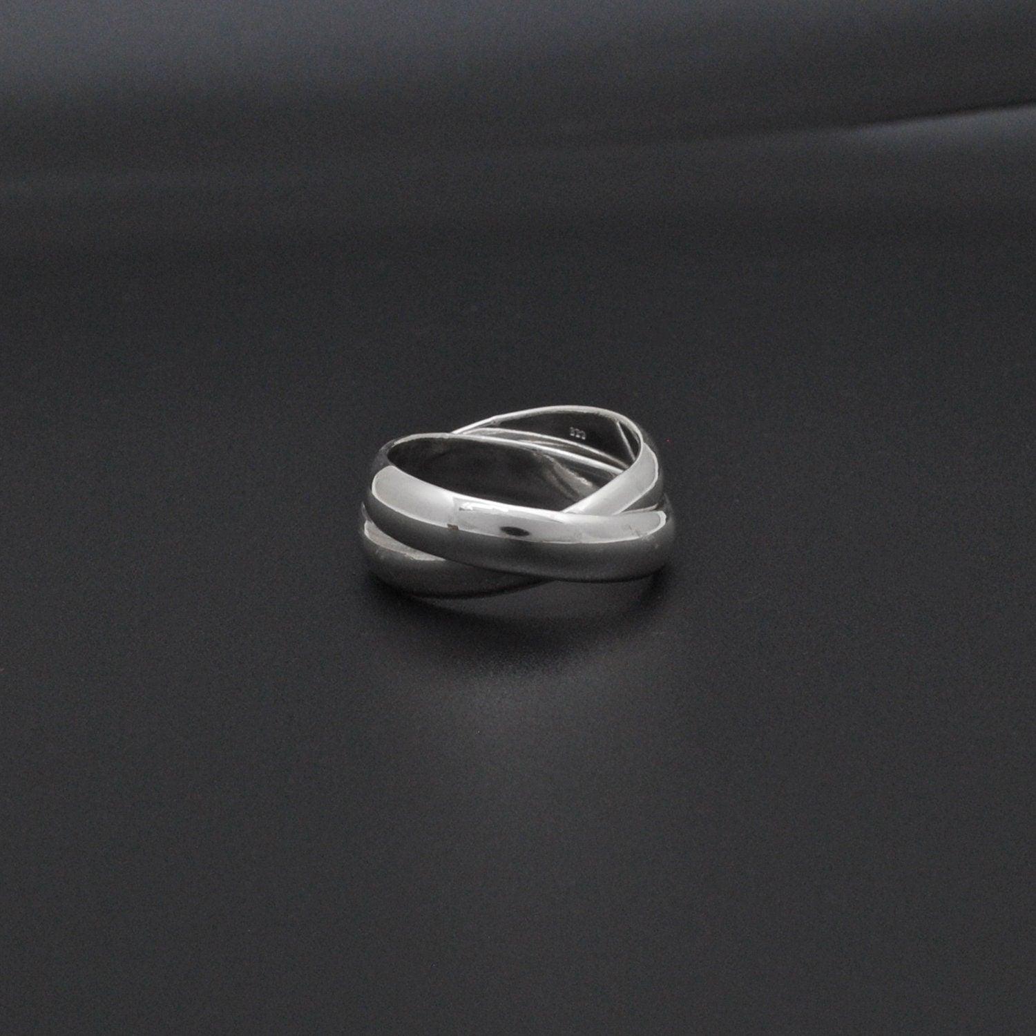 Sterling Silver Double interlocked Band Ring Size 7 - Kanish