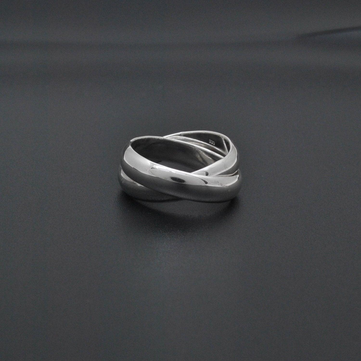 Sterling Silver Double interlocked Band Ring Size 7 Kanish