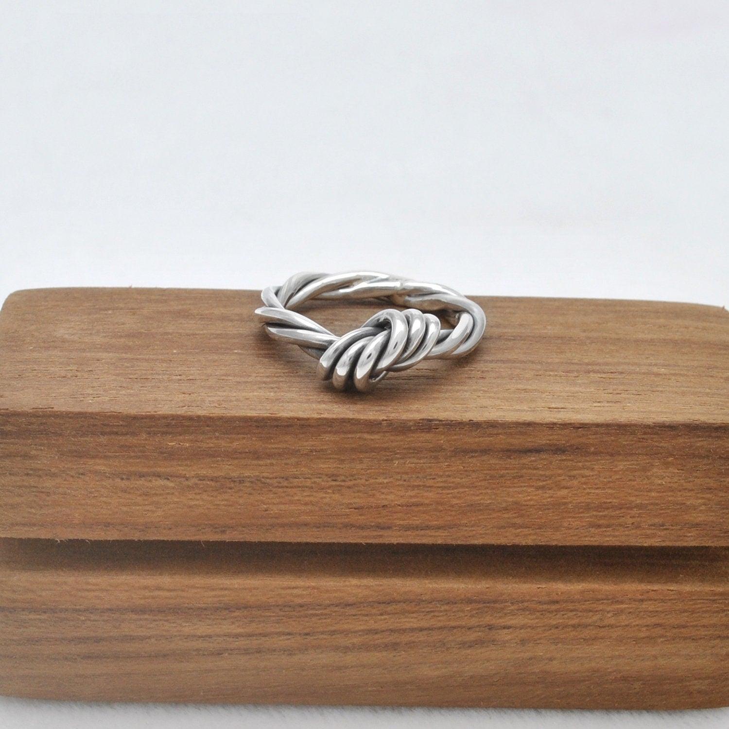 Sterling Silver Knot Ring Size 6.5 Twisted Rope Band Kanish