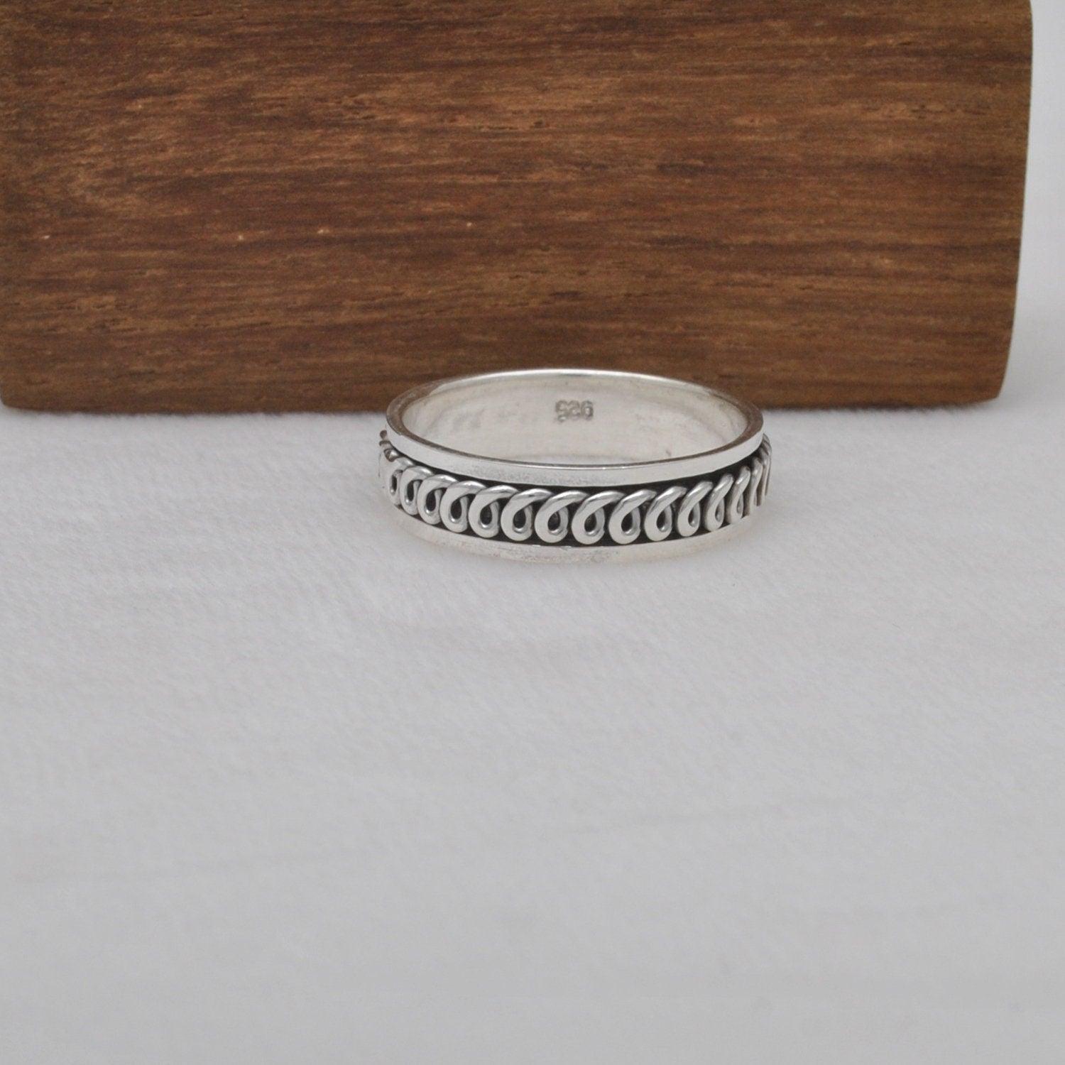Fidget Spinner Sterling Silver Band Ring Size 13 Kanish