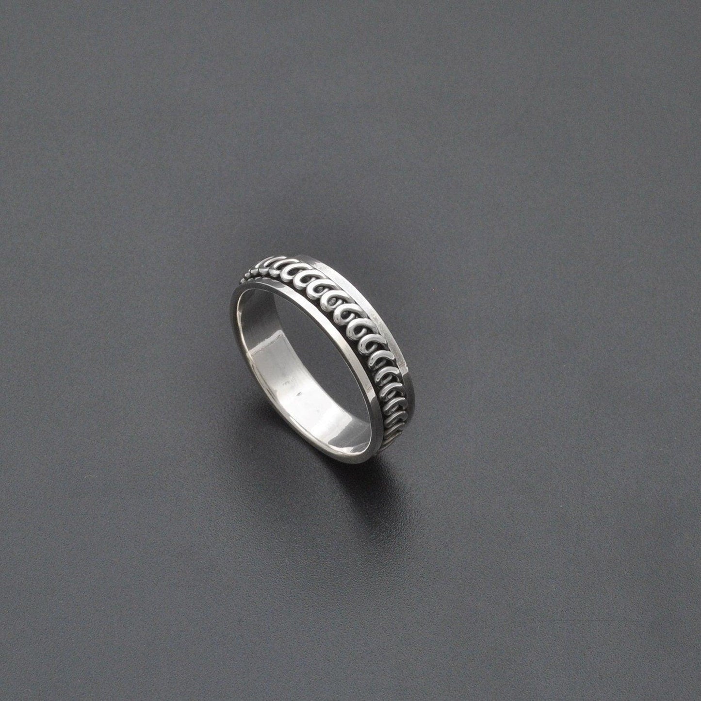 Fidget Spinner Sterling Silver Band Ring Size 13 Kanish