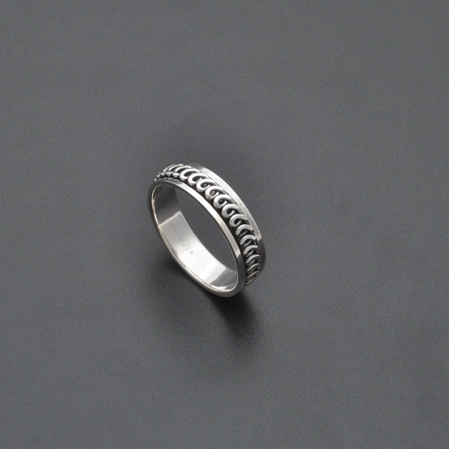 Fidget Spinner Sterling Silver Band Ring Size 13 Kanish