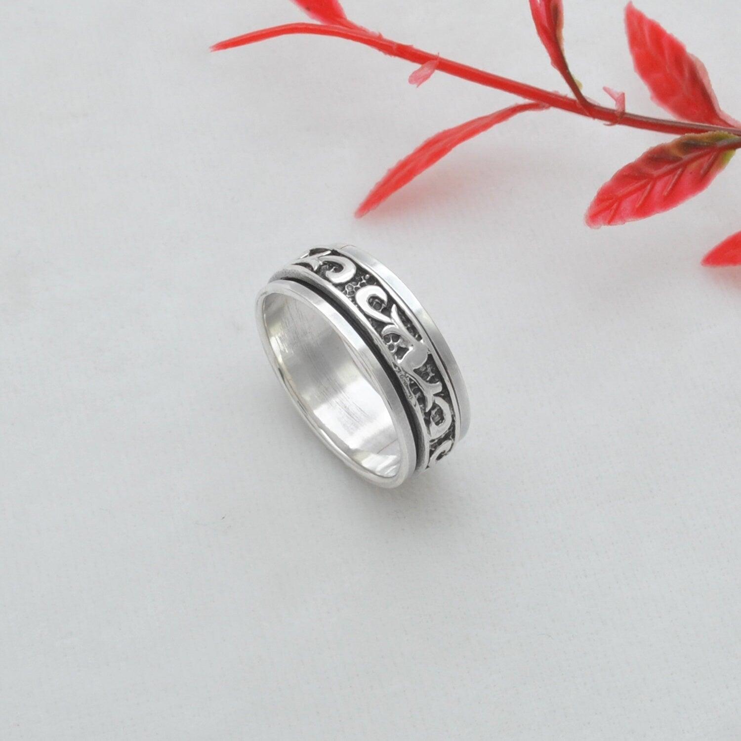 Solid Silver Band Celtic Thumb Ring Size 12 Kanish