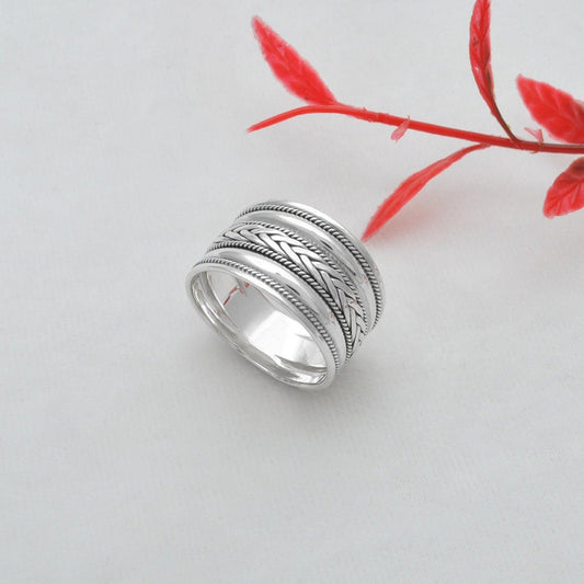 Wide Band Sterling Silver Thumb Ring Size 13 - Kanish