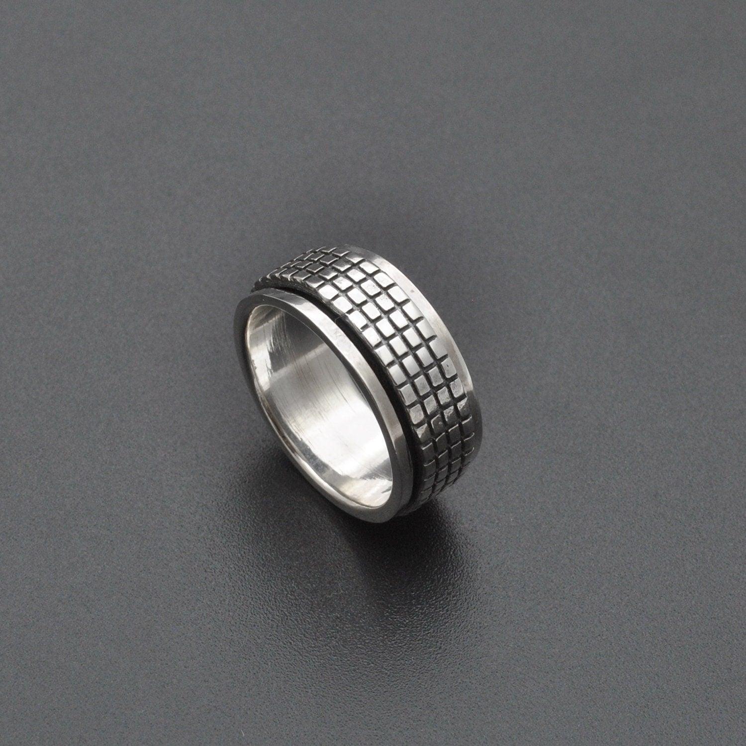 Fidget Silver Spinner Ring Size 7 Kanish
