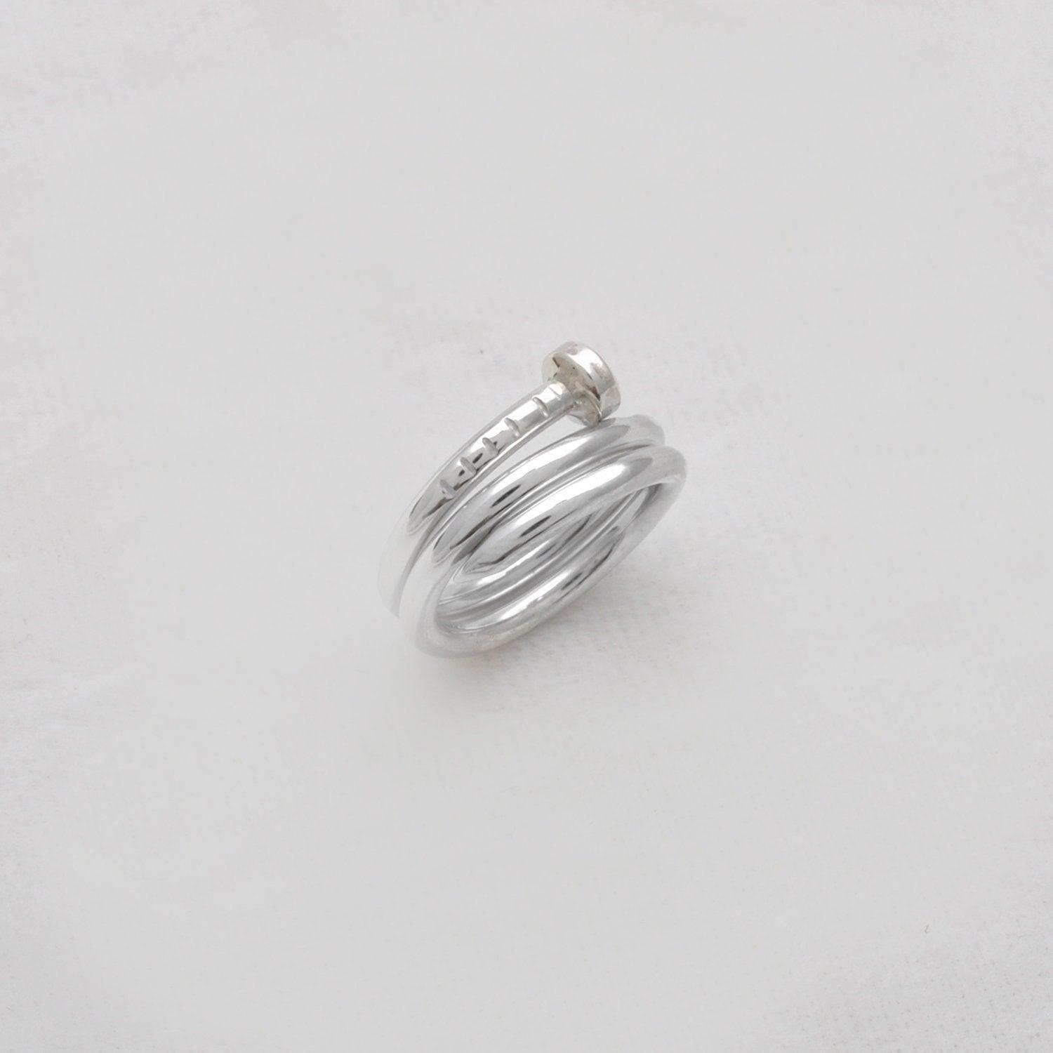 Handmade Spike Silver Ring Size 4 Kids Jewelry - Kanish