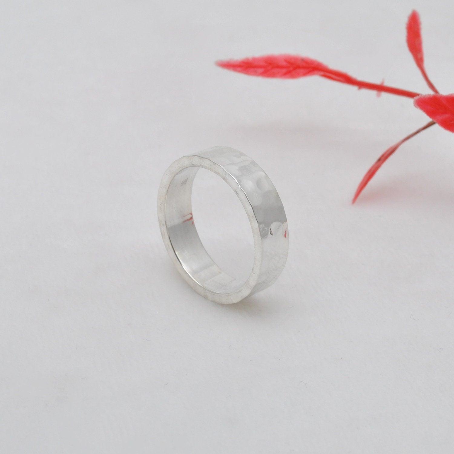 Hammered band Sterling silver ring size 6,9,10 Kanish