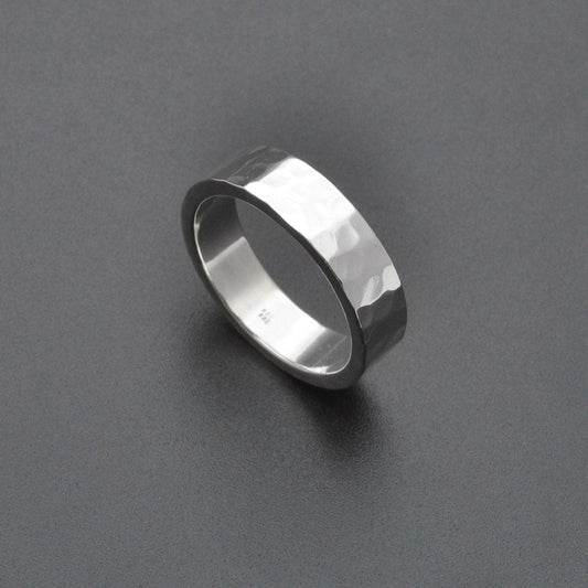 Hammered band Sterling silver ring size 6,9,10 - Kanish