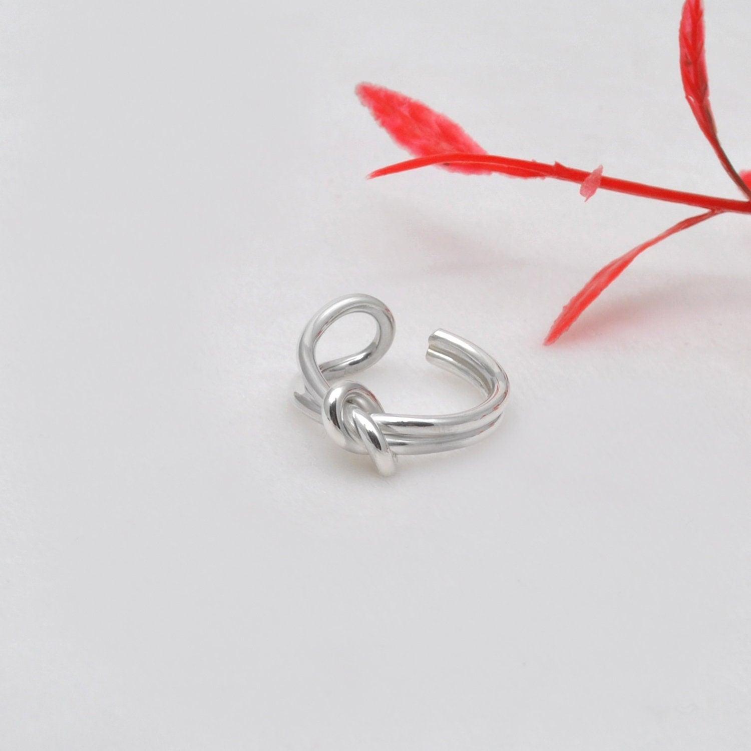 Adjustable Open Ring Silver Love Knot Ring Size 7 Kanish