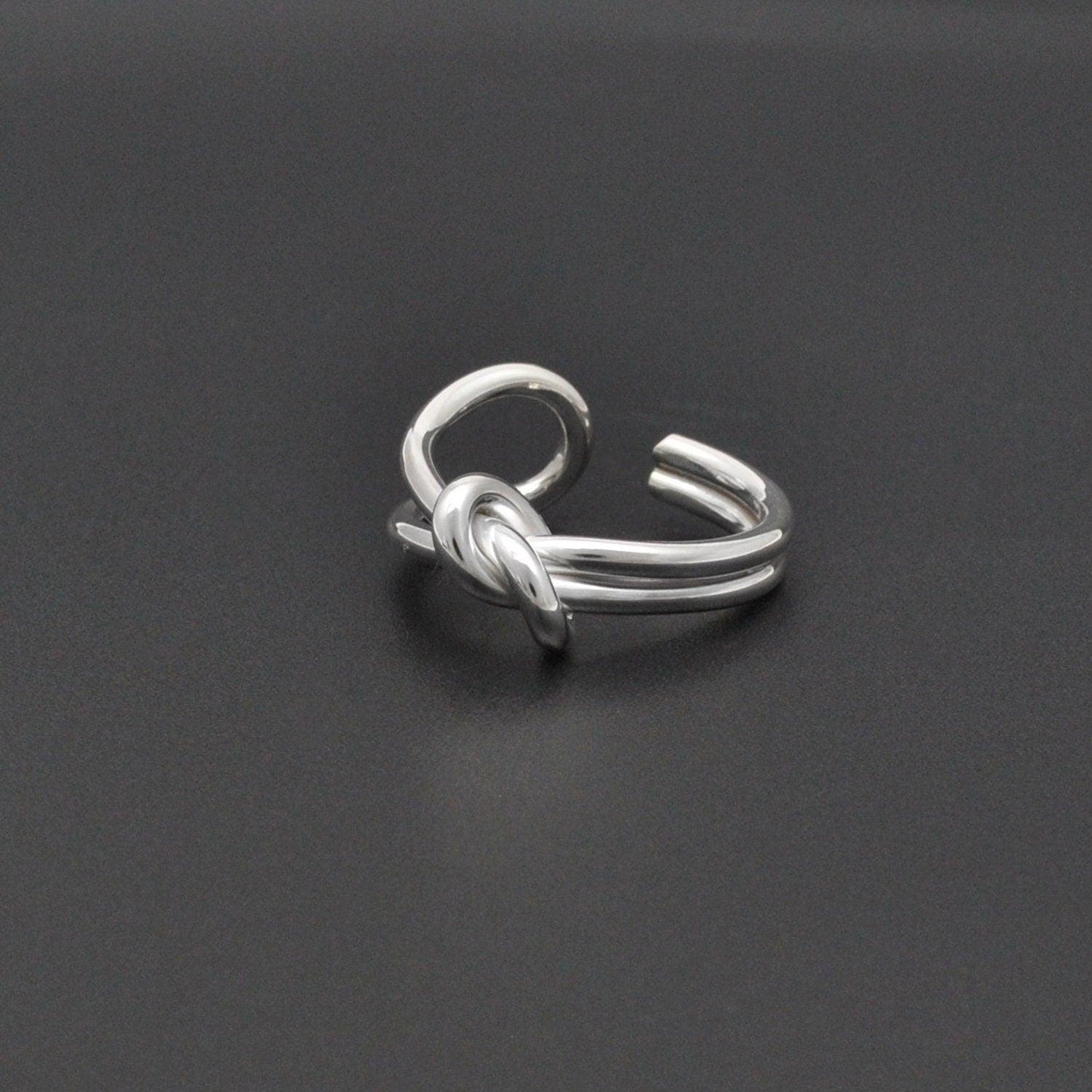 Adjustable Open Ring Silver Love Knot Ring Size 7 - Kanish