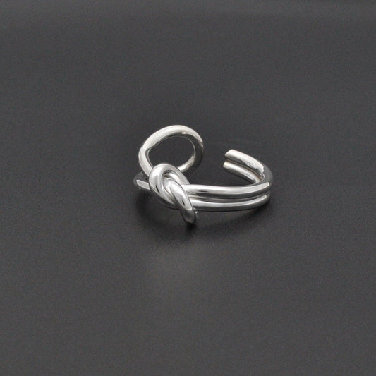 Adjustable Open Ring Silver Love Knot Ring Size 7 - Kanish
