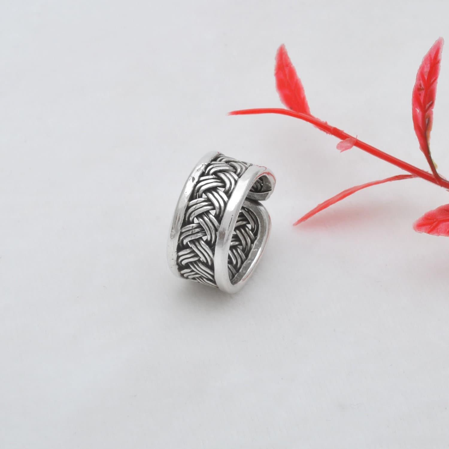 Oxidized Woven Men Women Size Ring 10 Kanish